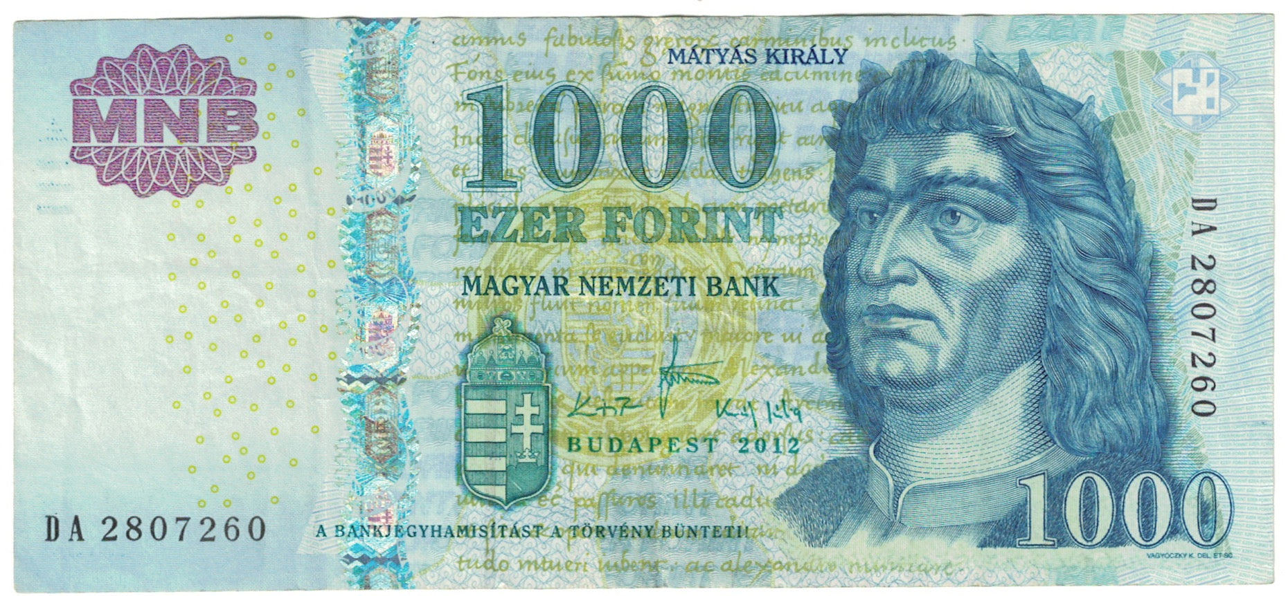 Banknot, Węgry, 1000 Forint, 2012, KM:197d, VF(20-25)