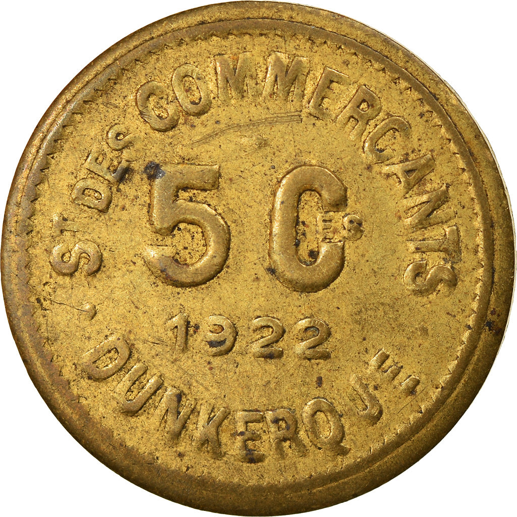 Coin, France, Société des Commerçants, Dunkerque, 5 Centimes, 1922