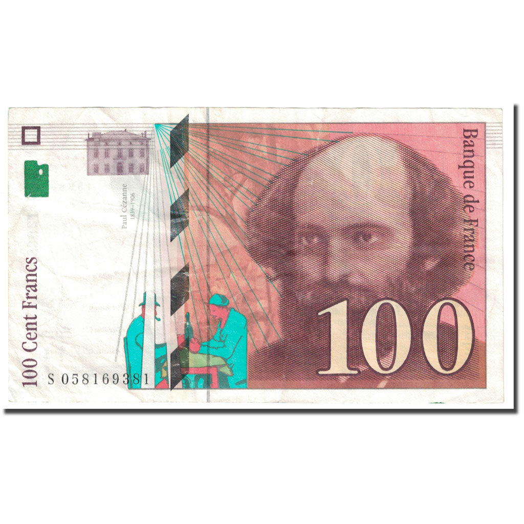 France, 100 Francs, Cézanne, 1998, EF(40-45), Fayette:74.02, KM:158a