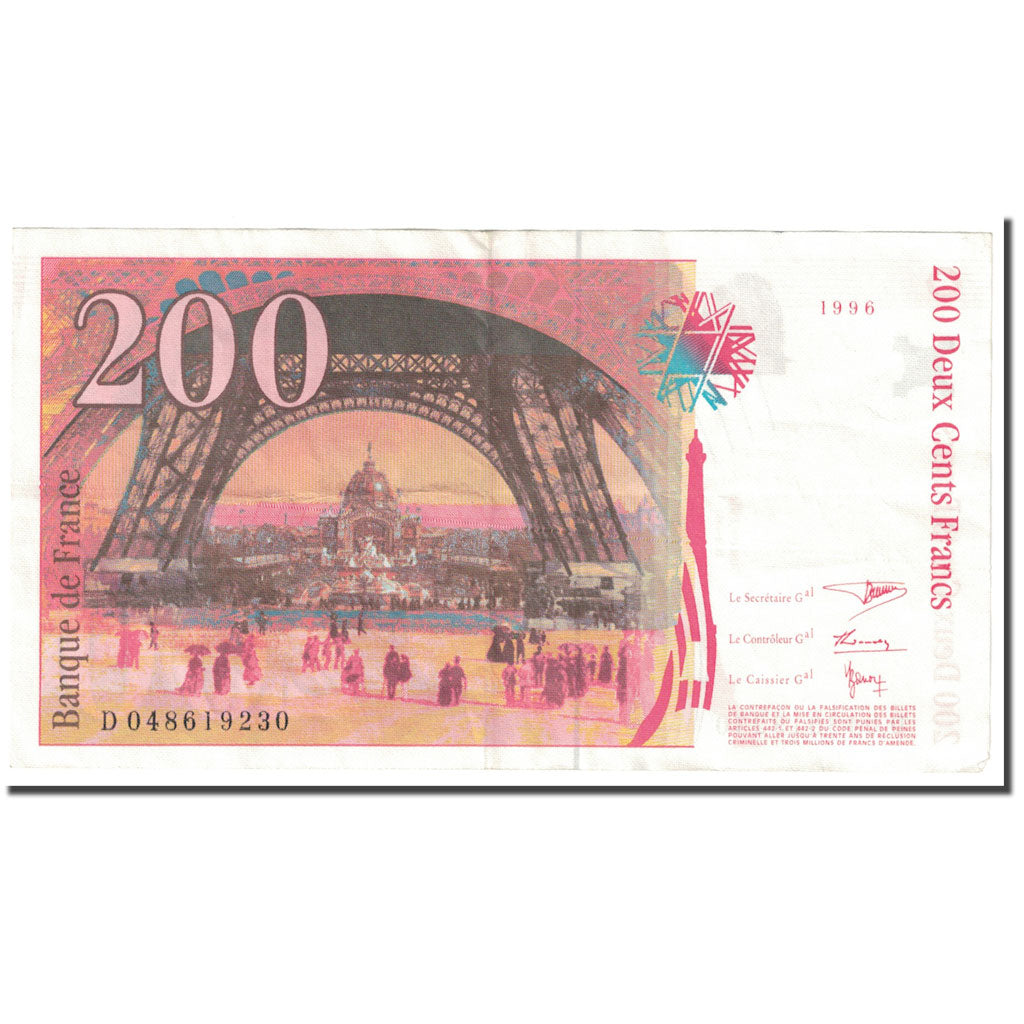 France, 200 Francs, Eiffel, 1996, VF(20-25), Fayette:75.03b, KM:159b