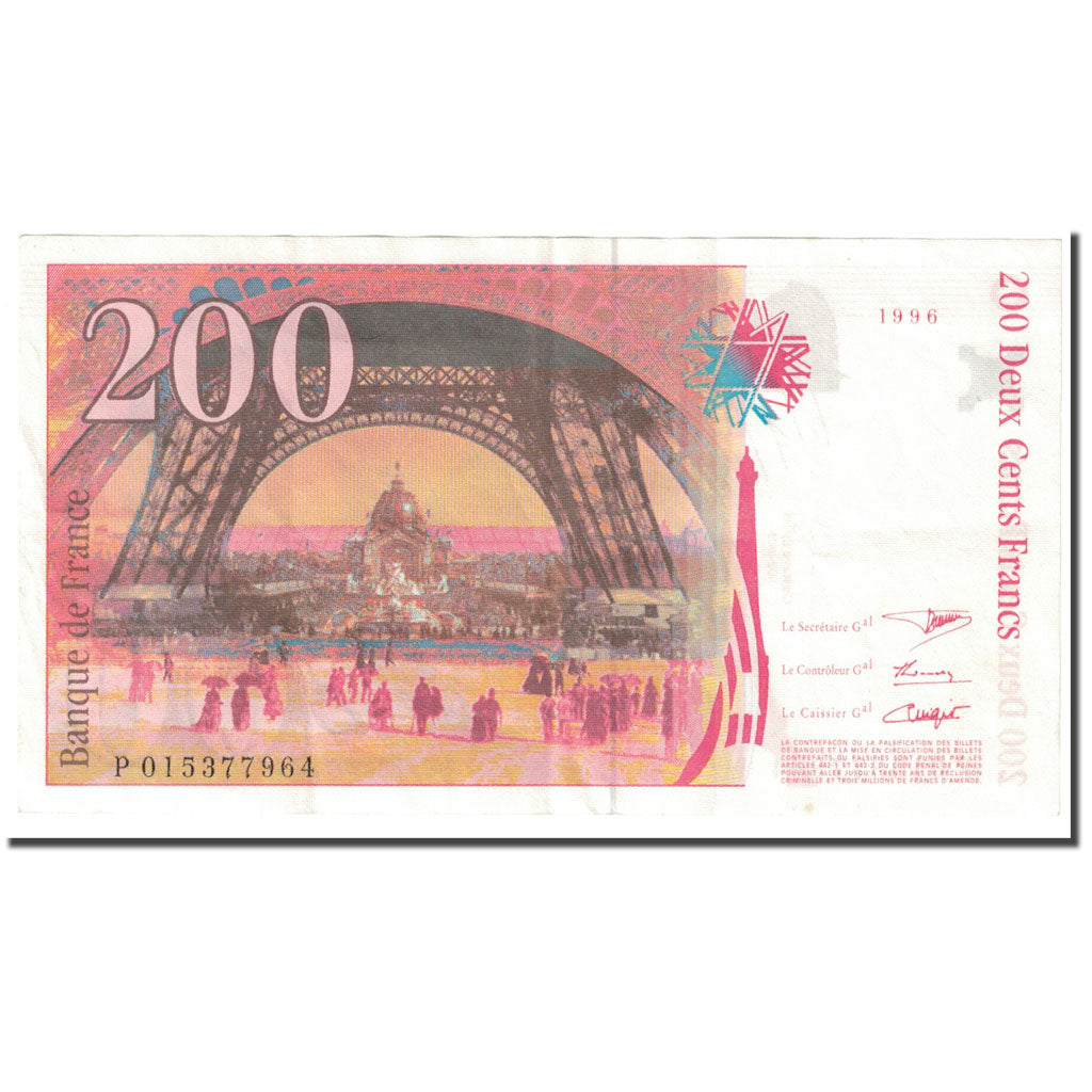 France, 200 Francs, Eiffel, 1996, TB, Fayette:75.02, KM:159a