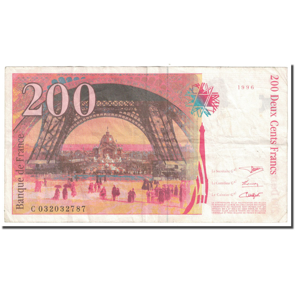 France, 200 Francs, Eiffel, 1996, VF(20-25), Fayette:75.02, KM:159a