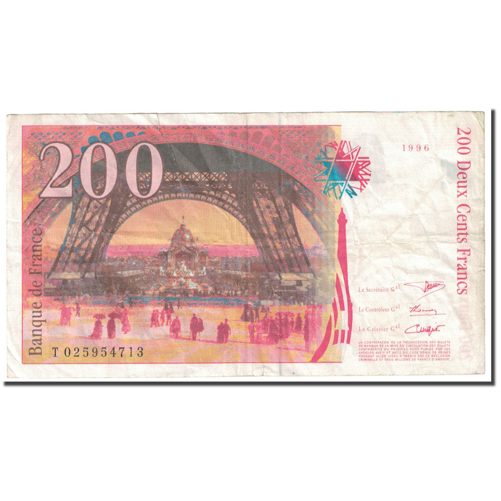 France, 200 Francs, Eiffel, 1996, B, Fayette:75.02, KM:159a