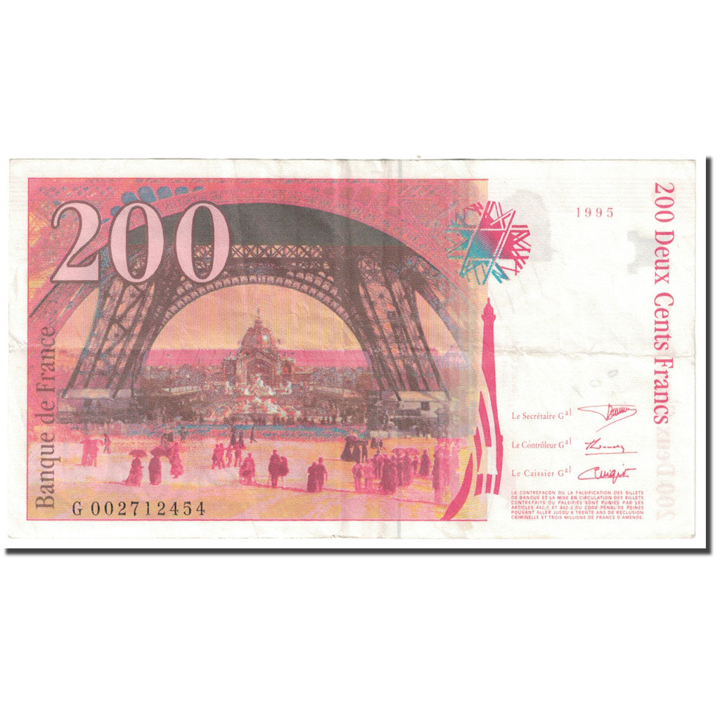 France, 200 Francs, Eiffel, 1995, VF(20-25), Fayette:75.01, KM:159a