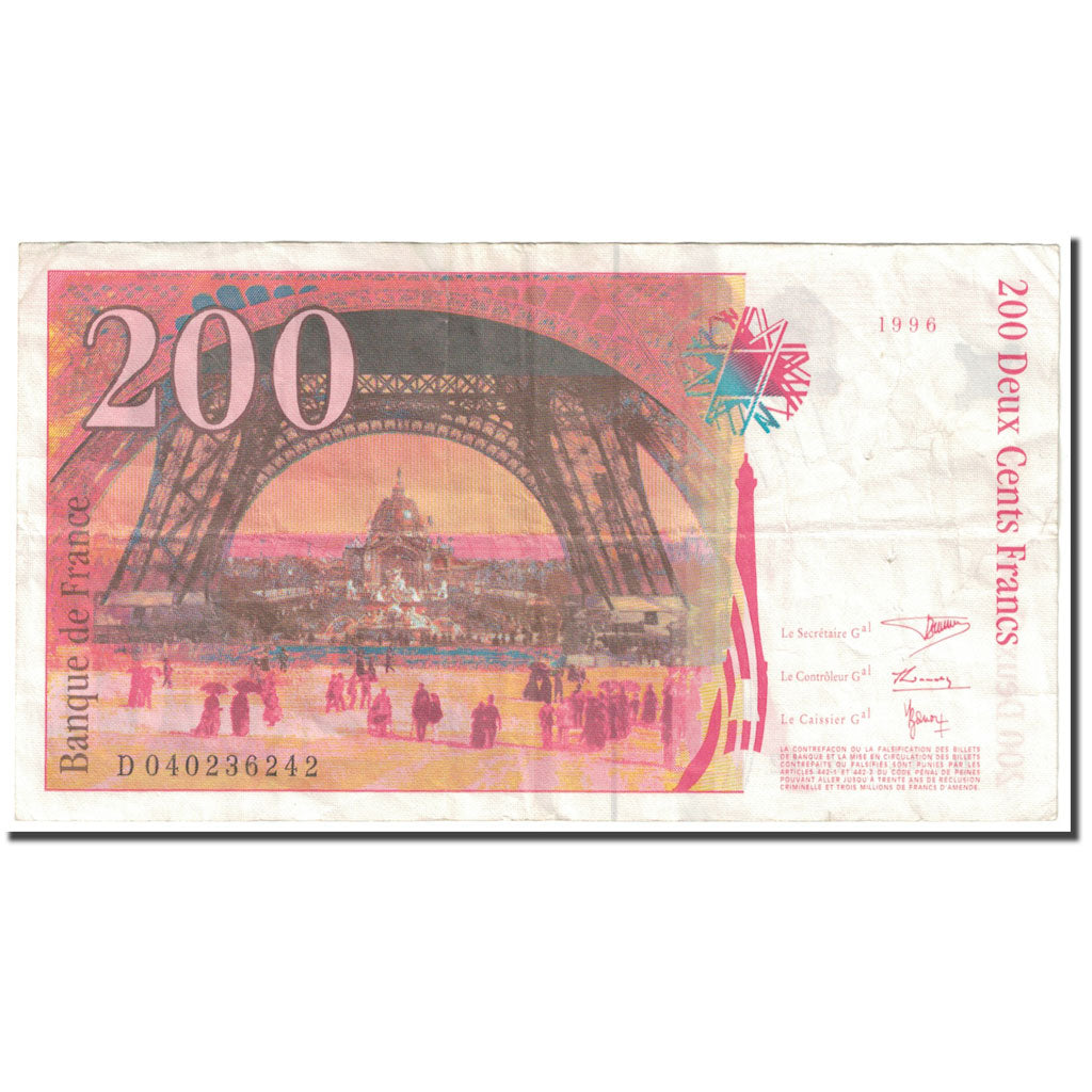 Francia, 200 Francs, Eiffel, 1996, MB, Fayette:75.03a, KM:159b