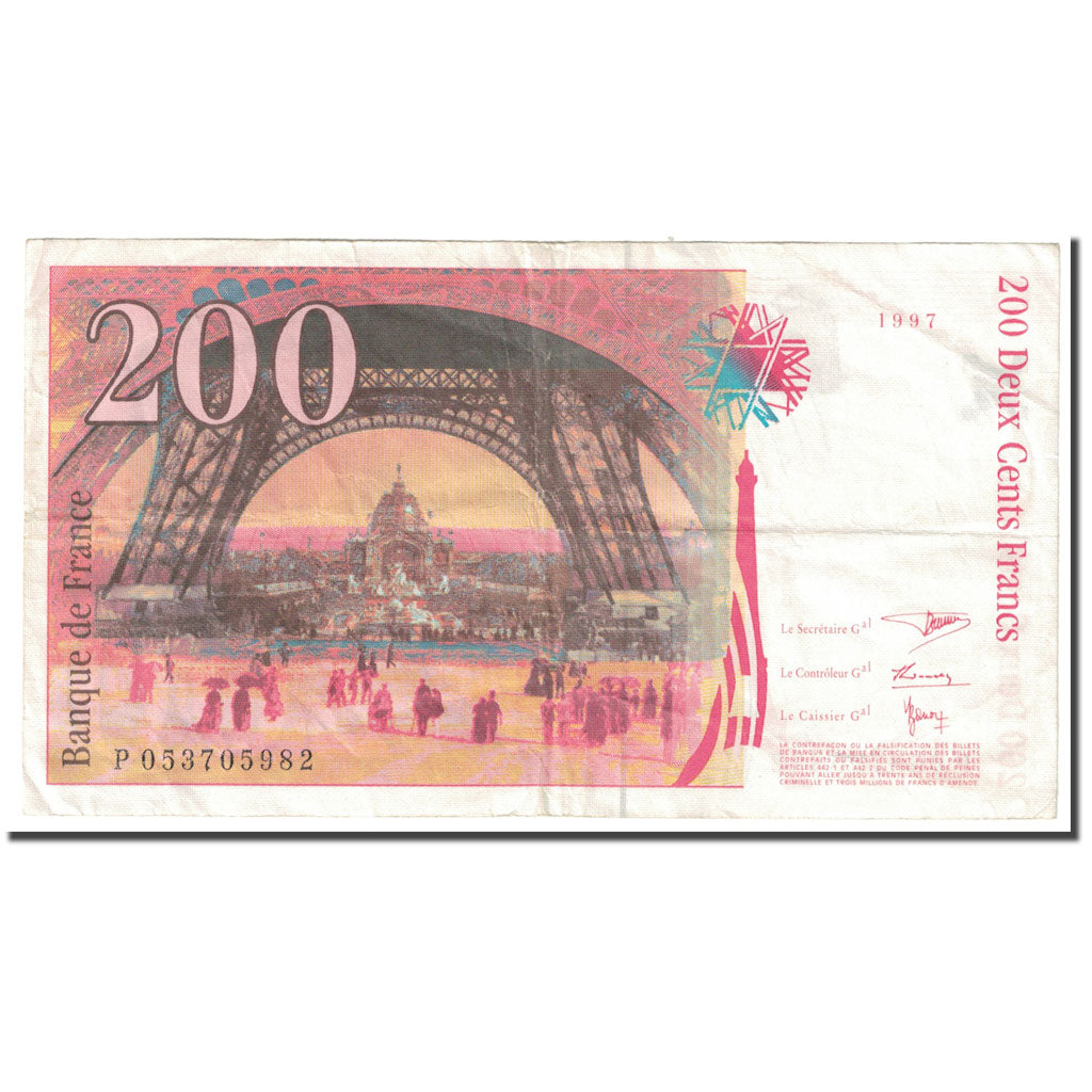 France, 200 Francs, Eiffel, 1997, VF(20-25), Fayette:75.04b, KM:159b