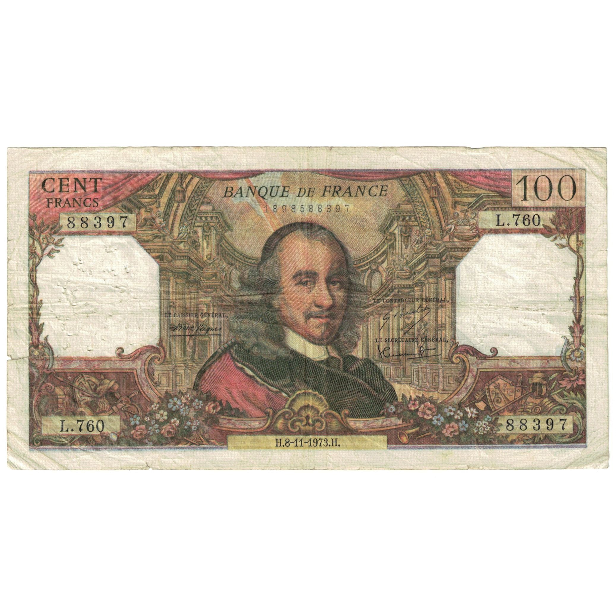 France, 100 Francs, 1973, 1973-11-08, VG(8-10), Fayette:65.44, KM:149d