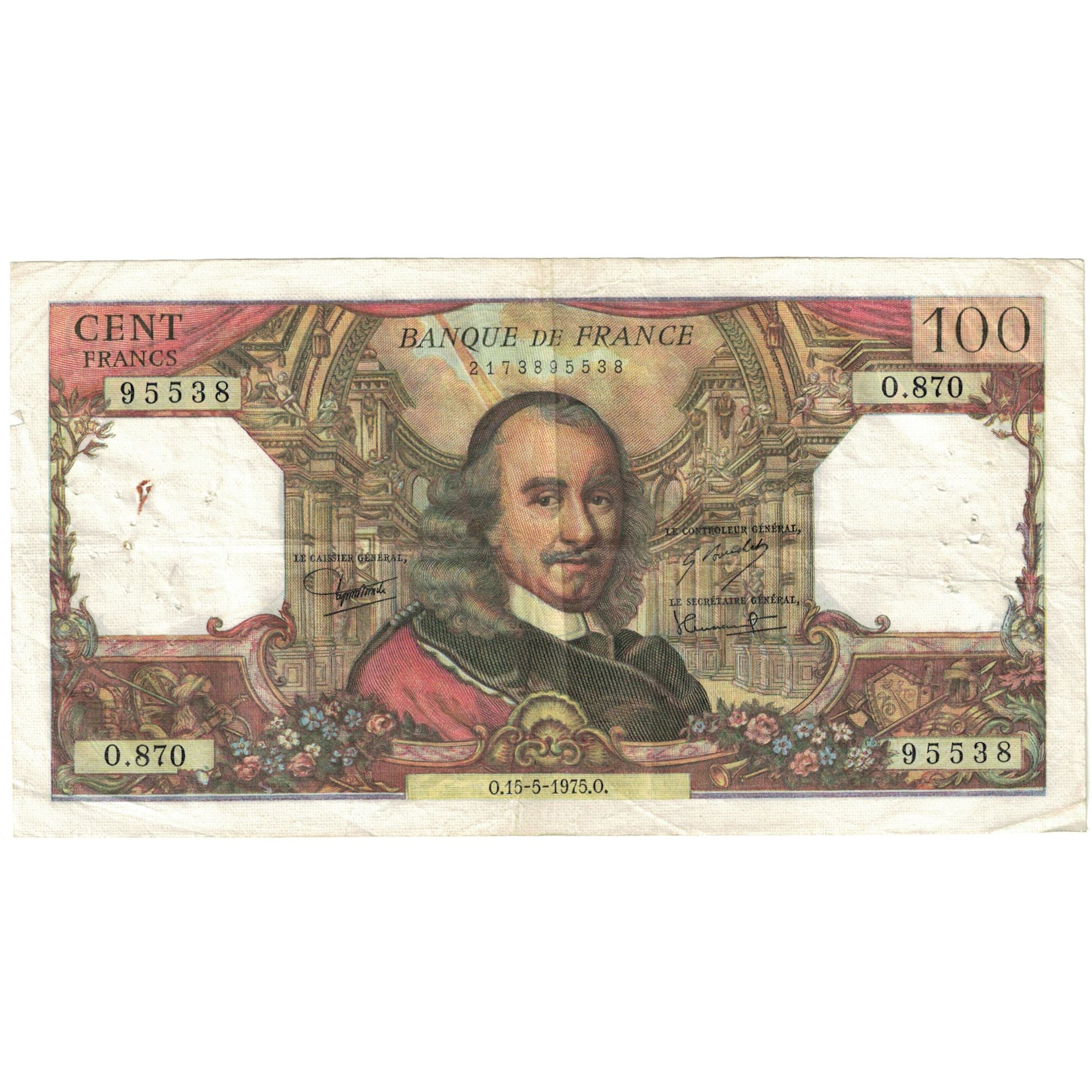 França, 100 Francs, 1975, 1975-05-15, VG(8-10), Fayette:65.49, KM:149c