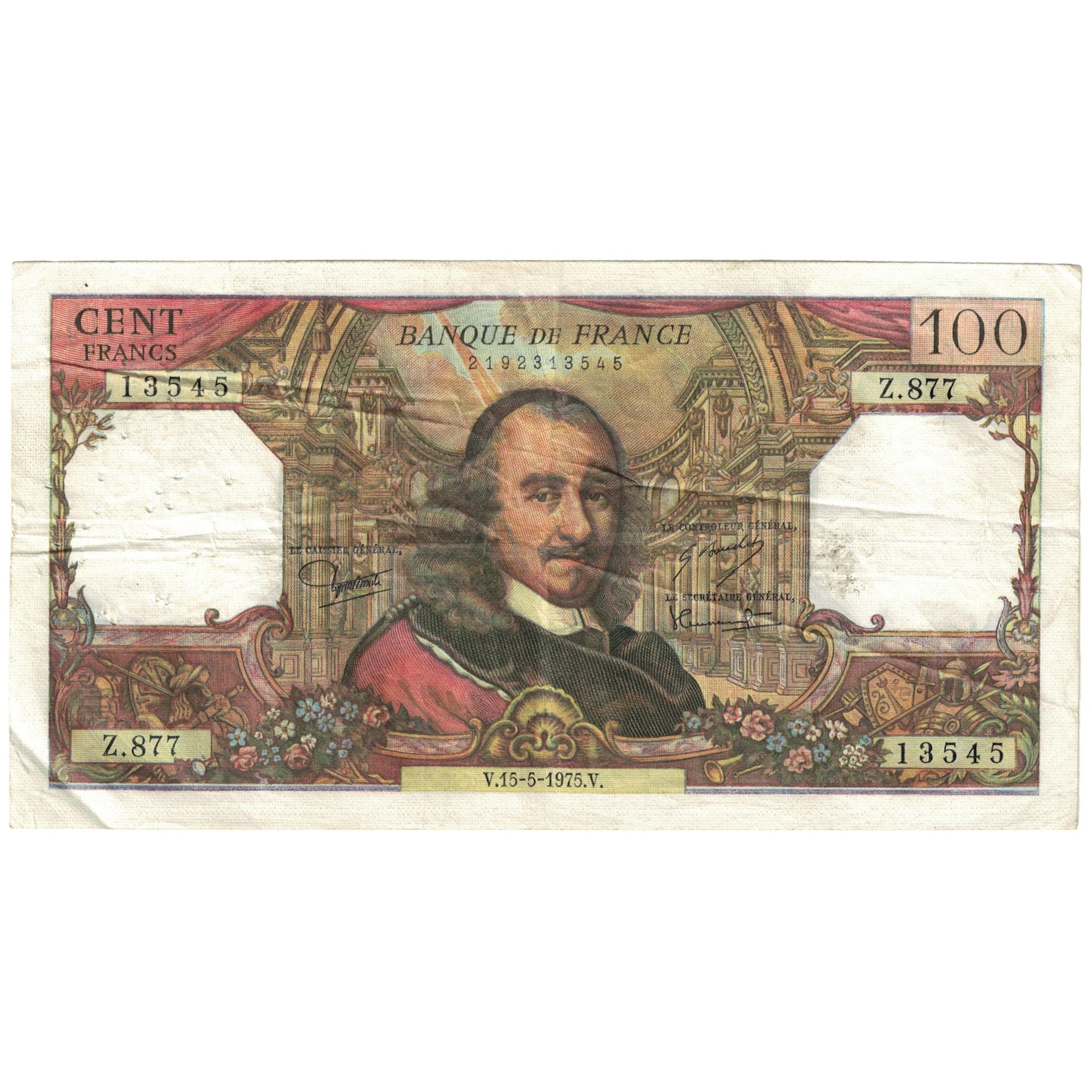 França, 100 Francs, 1975, 1975-05-15, VG(8-10), Fayette:65.49, KM:149e