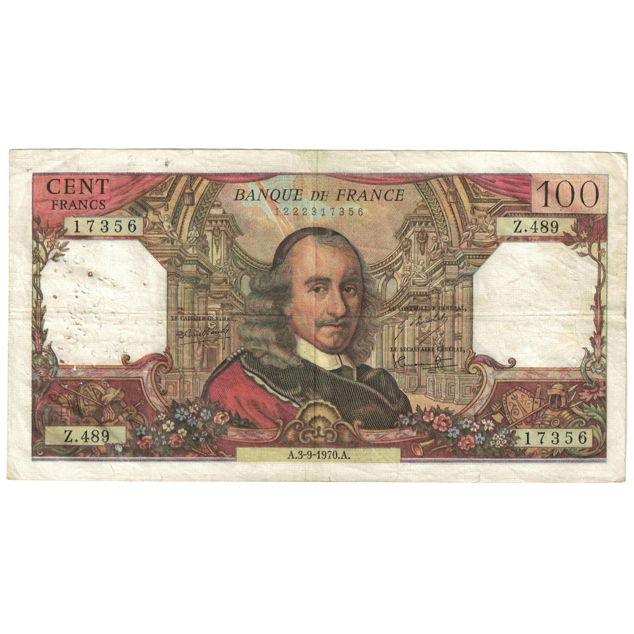 Francja, 100 Francs, 1970, 1970-09-03, VG(8-10), Fayette:65.32, KM:149c