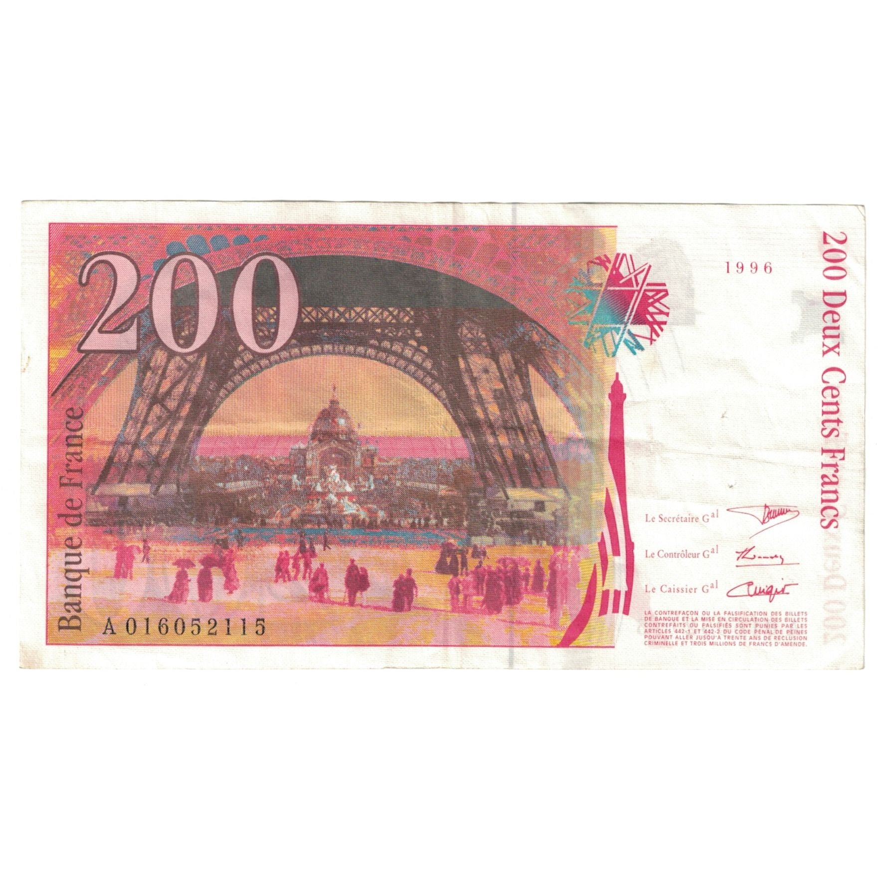 Francia, 200 Francs, 1996, MB, Fayette:75.02, KM:159a