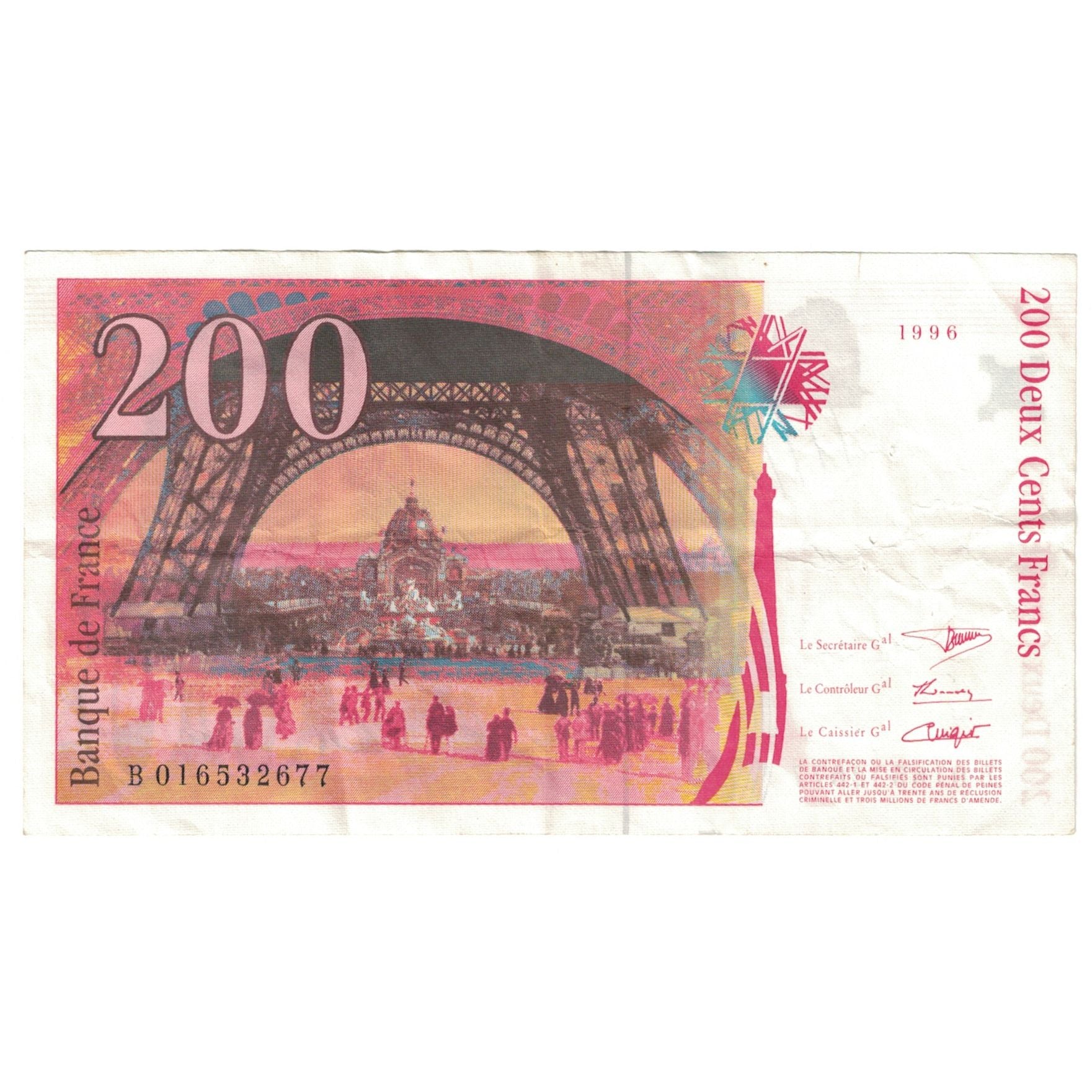 France, 200 Francs, 1996, VF(20-25), Fayette:75.02, KM:159a