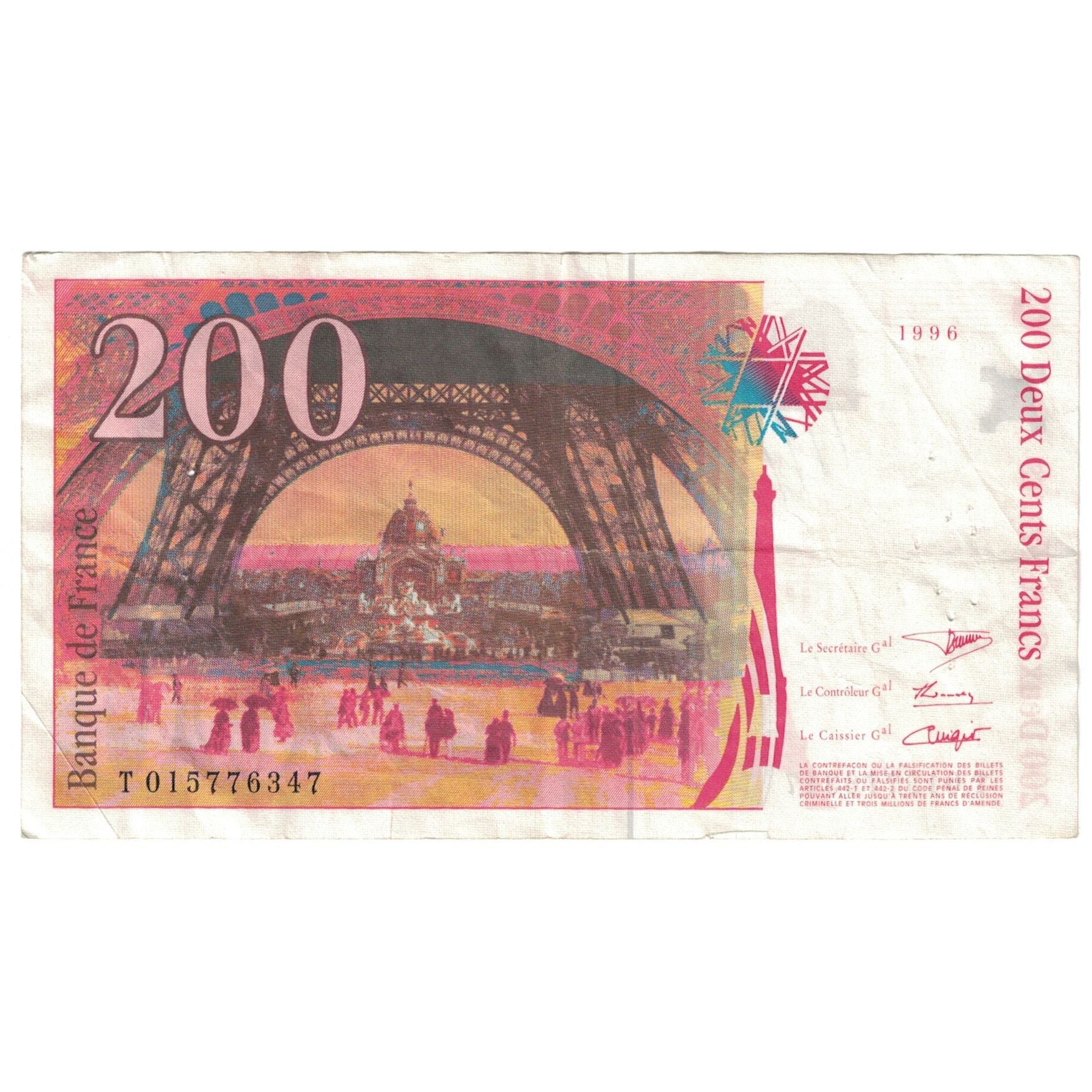 France, 200 Francs, 1996, VF(20-25), Fayette:75.02, KM:159a