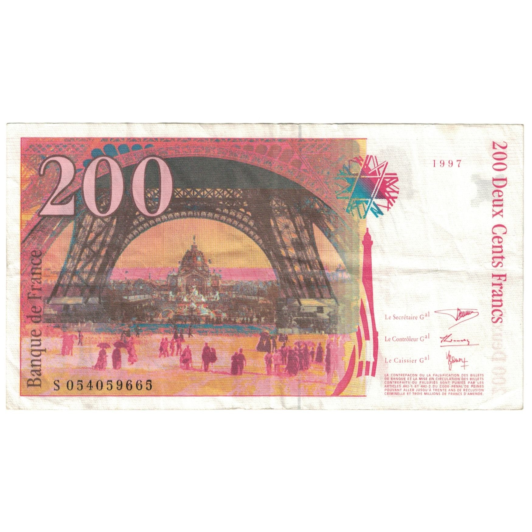 France, 200 Francs, 1997, TB, Fayette:75.4a, KM:159b