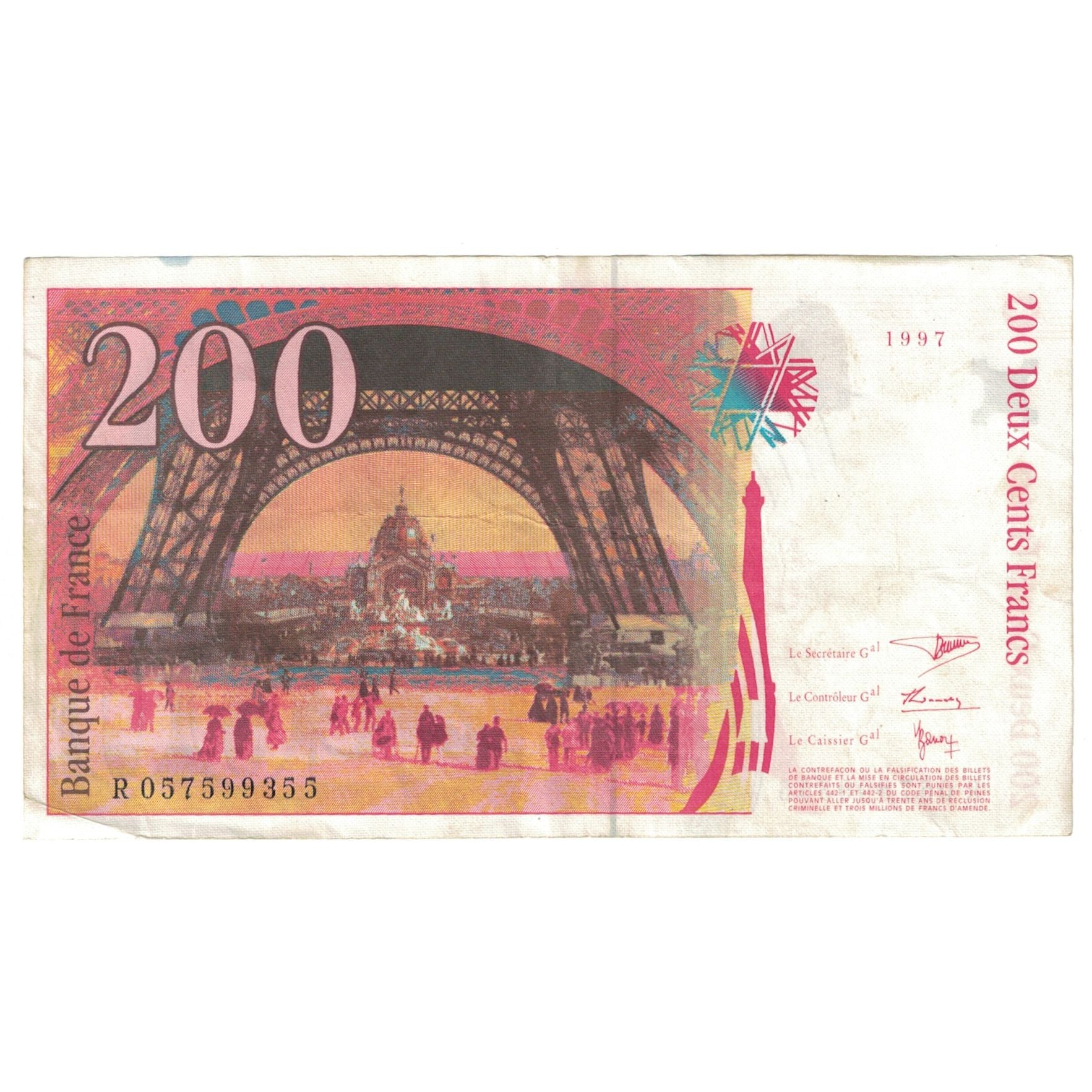 France, 200 Francs, 1997, VF(20-25), Fayette:75.04b, KM:159b