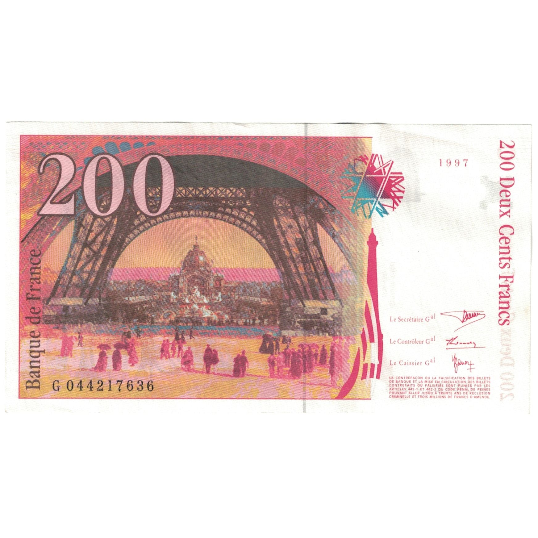 France, 200 Francs, 1997, TB, Fayette:75.4a, KM:159b