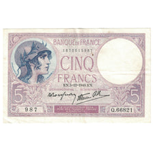 France, 5 Francs, 1940, 1940-12-05, EF(40-45), Fayette:4.16, KM:83