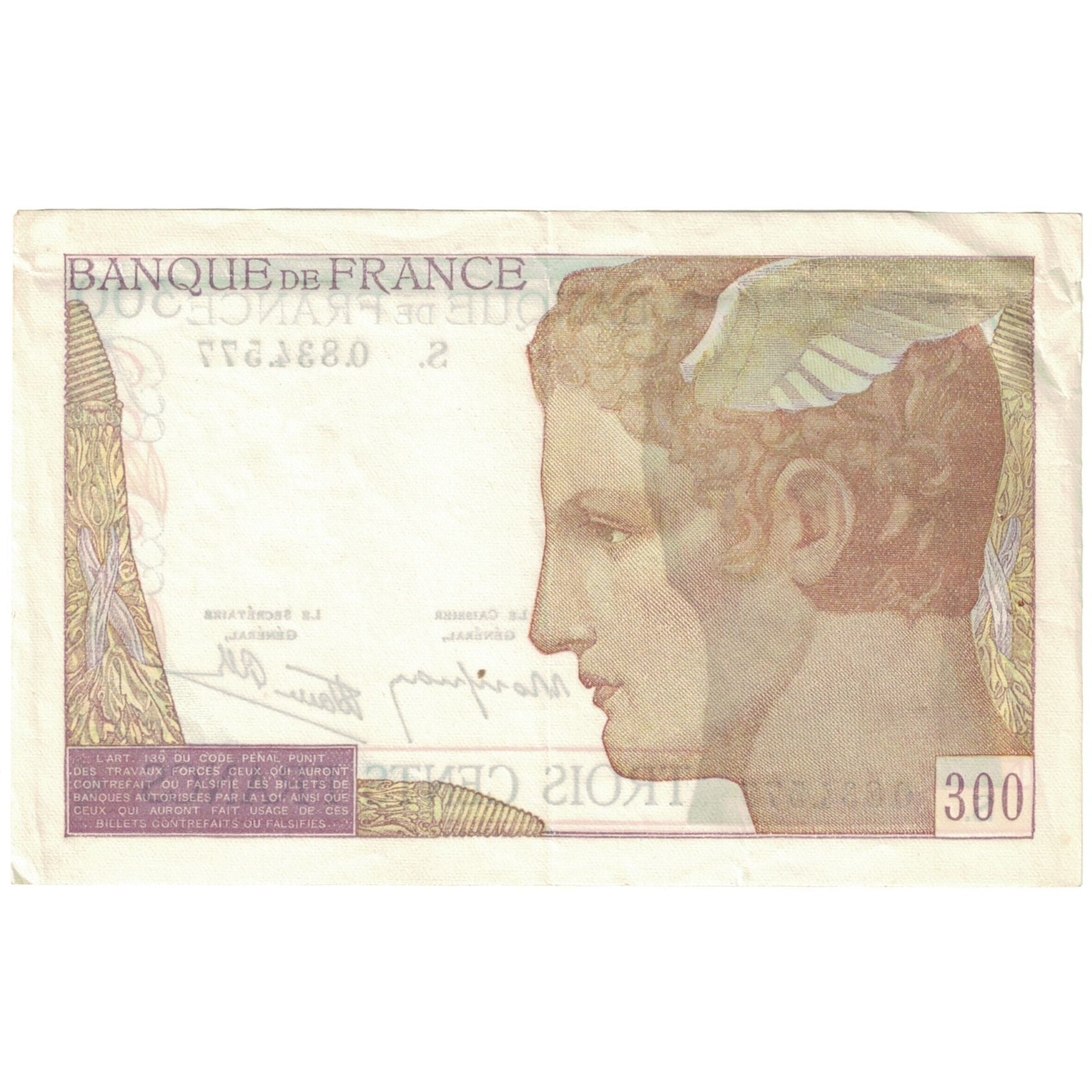 França, 300 Francs, Cérès et Mercure, 1939, 1939-02-09, EF(40-45)