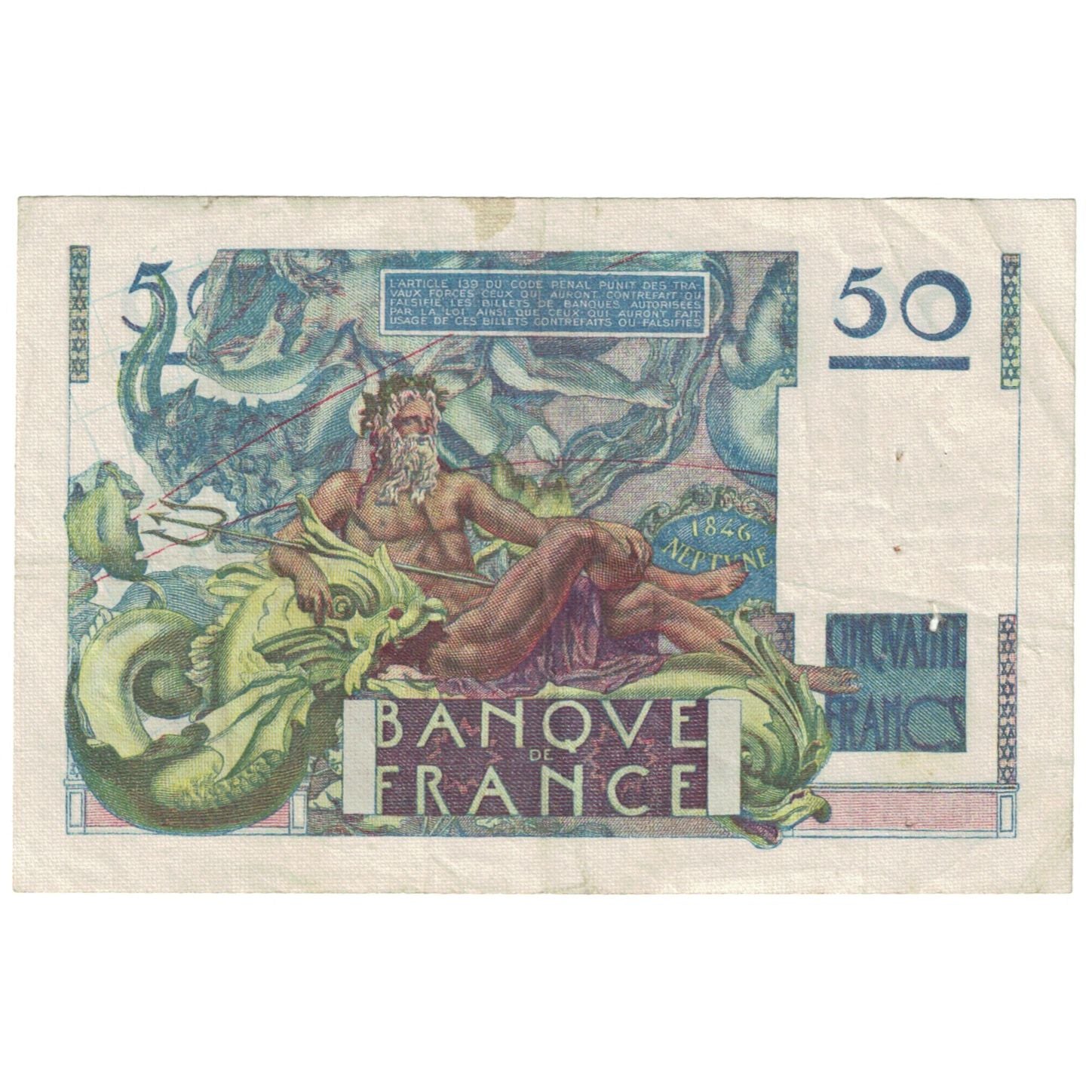 França, 50 Francs, Le Verrier, 1946, 1946-05-31, EF(40-45), Fayette:20.5