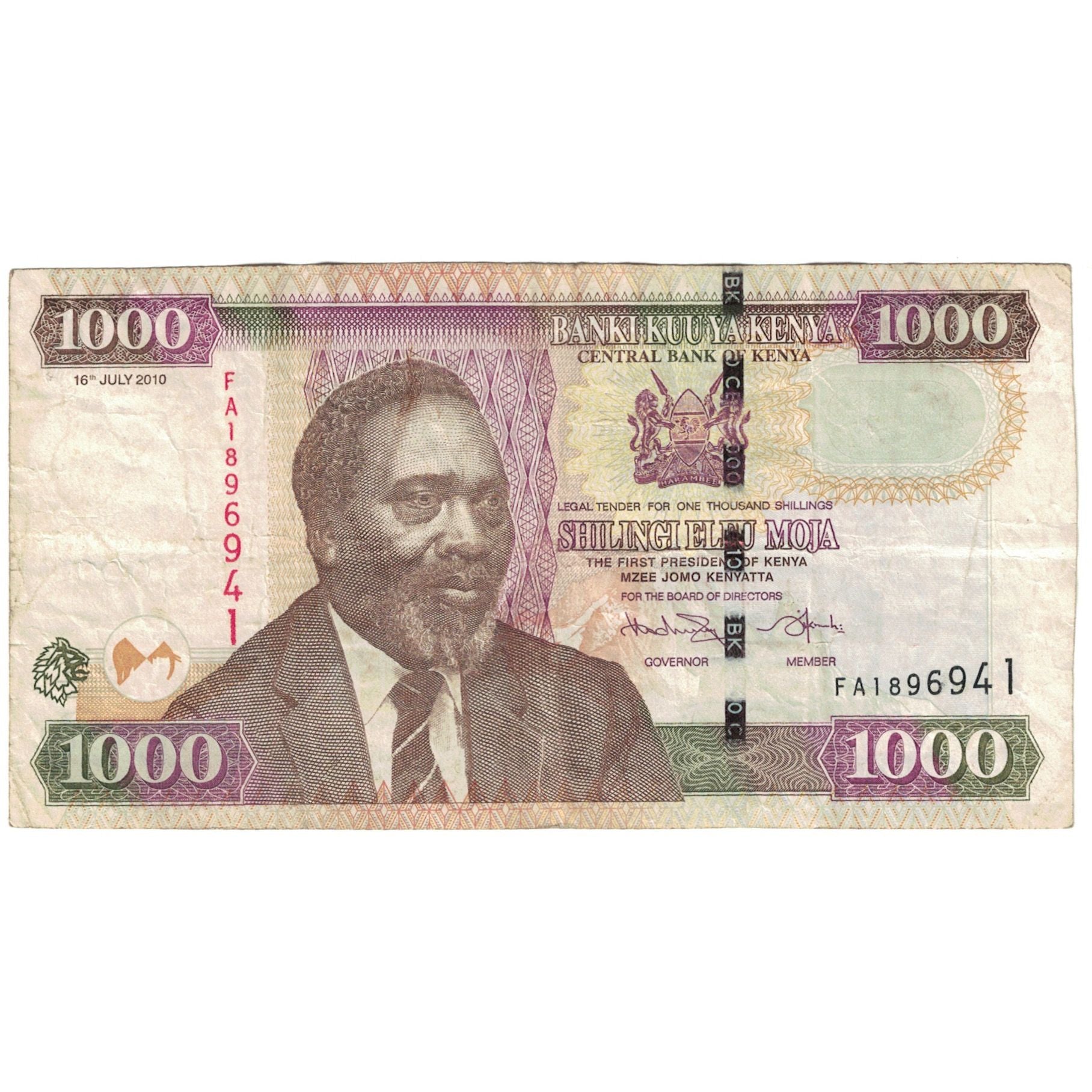 Billet, Kenya, 1000 Shillings, 2010, 2010-07-16, KM:51e, TB