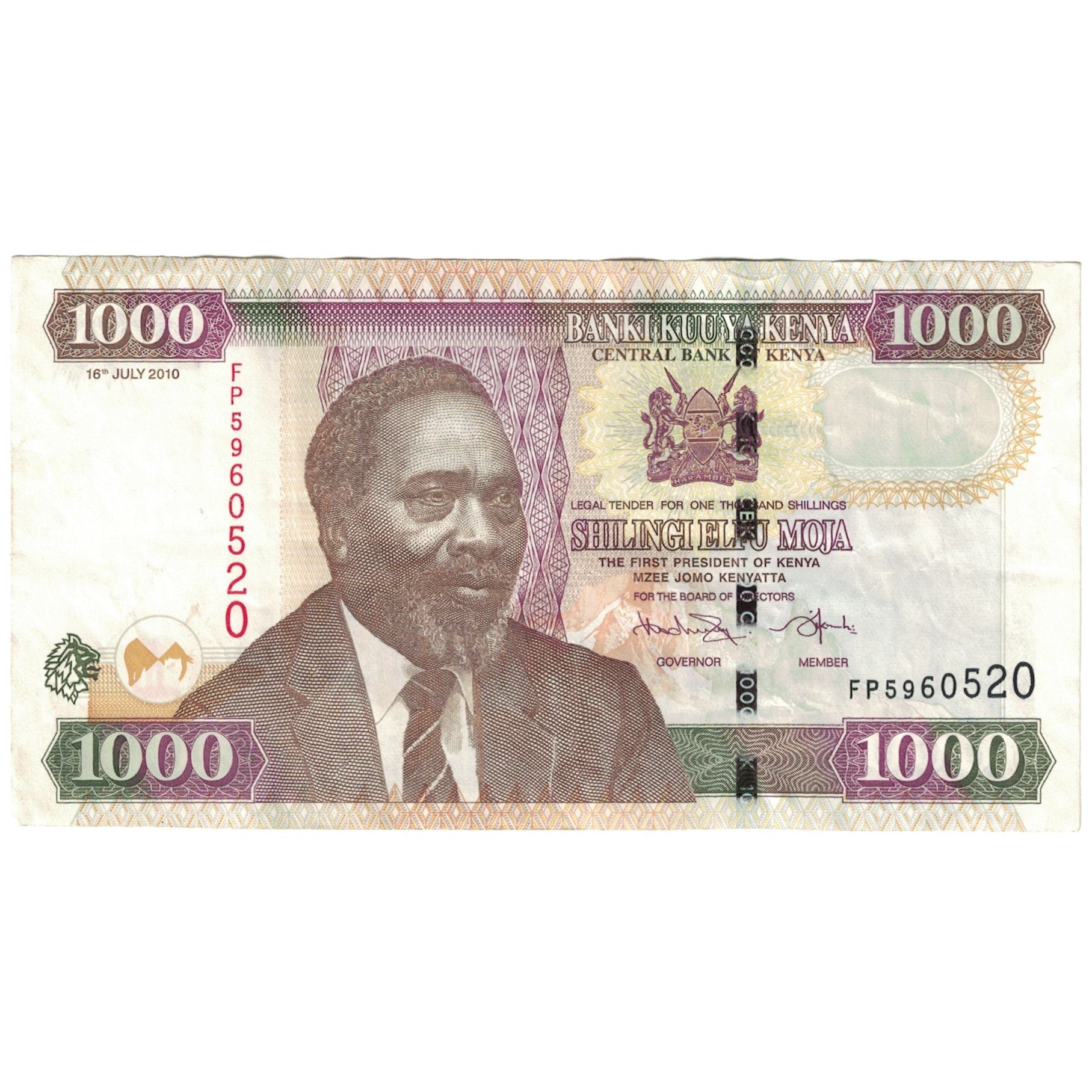 Billet, Kenya, 1000 Shillings, 2010, 2010-07-16, KM:51e, TTB