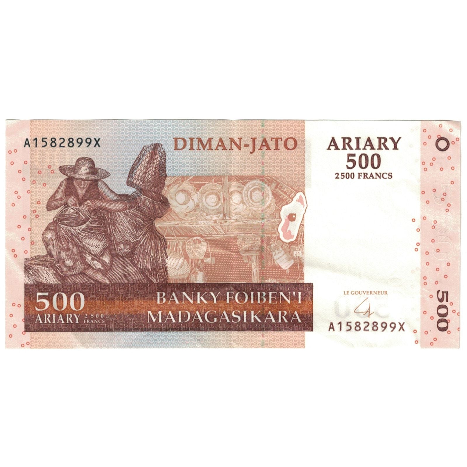 Nota, Madagáscar, 500 Ariary, 2004, KM:88a, EF(40-45)