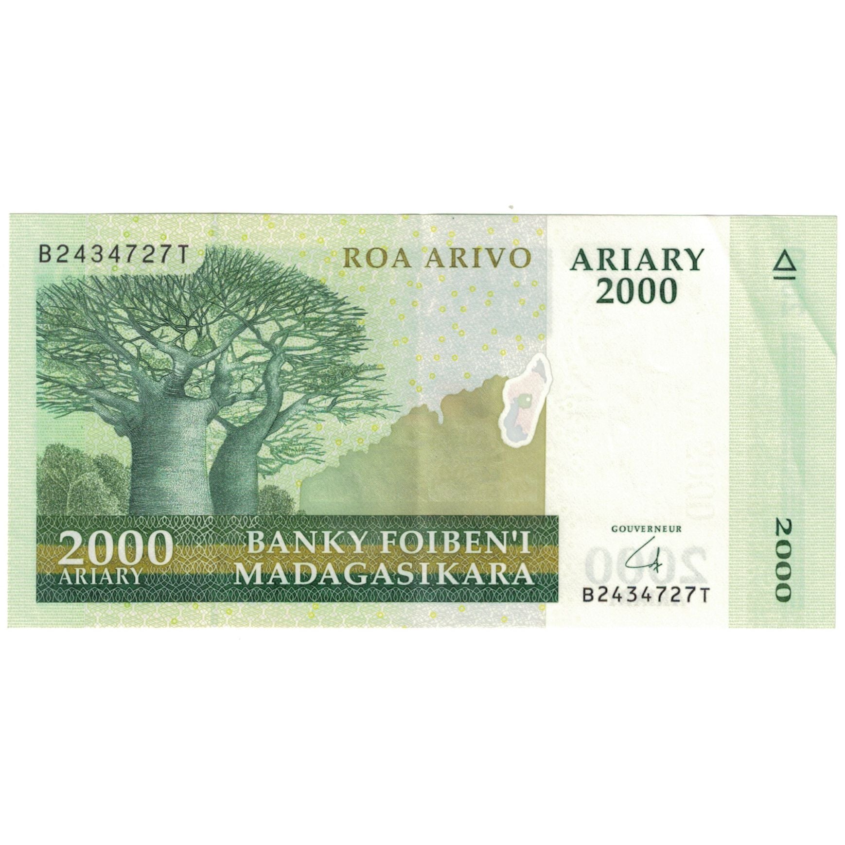Biljet, Madagascar, 2000 Ariary, KM:90b, SUP