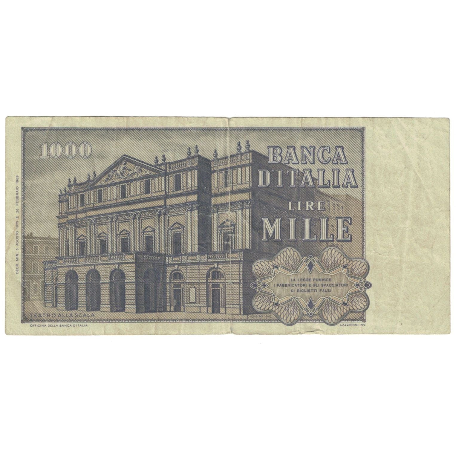 Geldschein, Italien, 1000 Lire, 1969, 1969-02-26, KM:101a, SGE