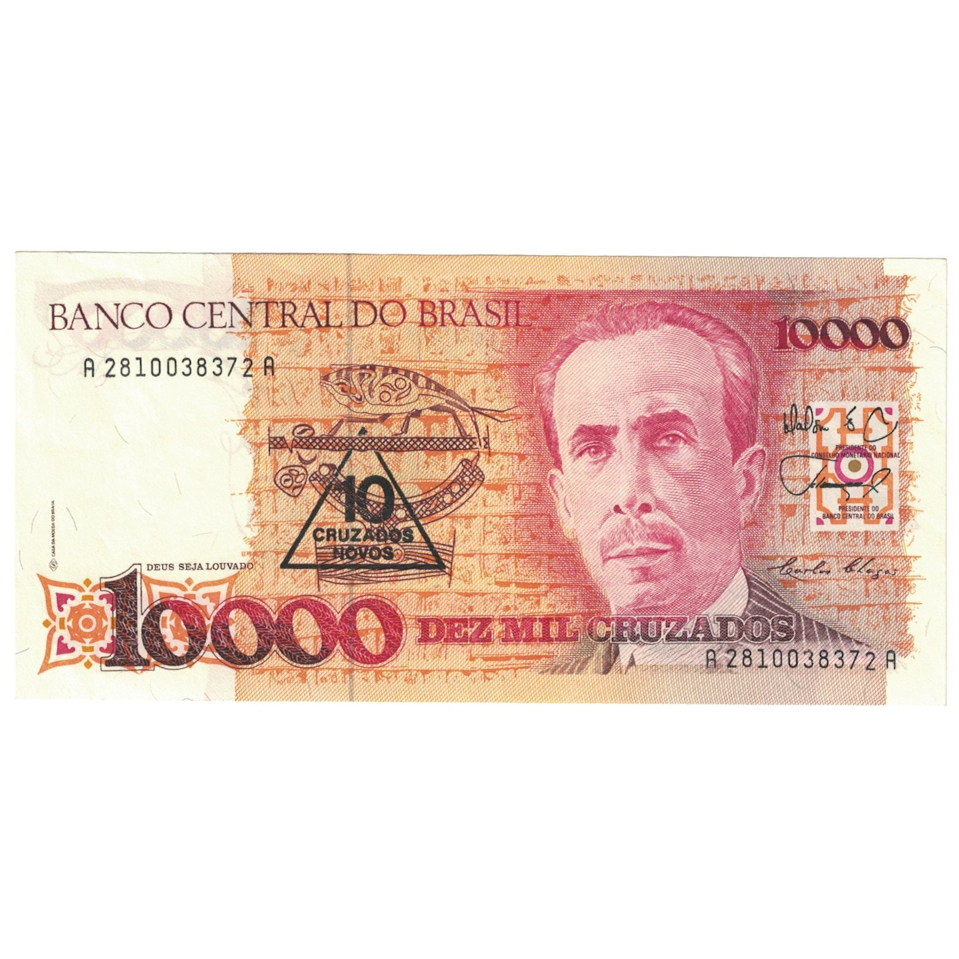 Brasil, 10 Cruzados Novos on 10,000 Cruzados, EBC