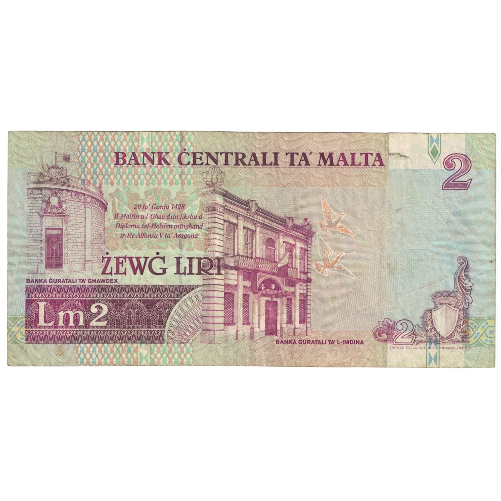 Banknote, Malta, 2 Liri, 1967, KM:45b, VF(20-25)