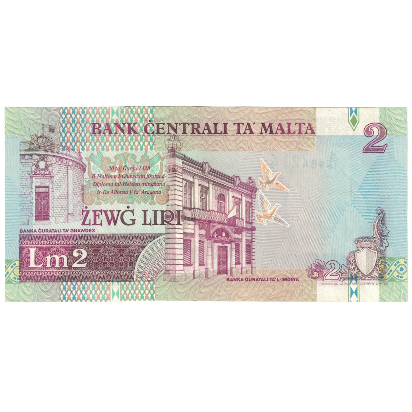 Banknote, Malta, 2 Liri, 1967, KM:45c, AU(55-58)