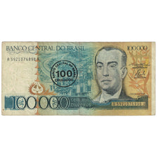 Banknote, Brazil, 100,000 Cruzeiros, KM:205a, VG(8-10)