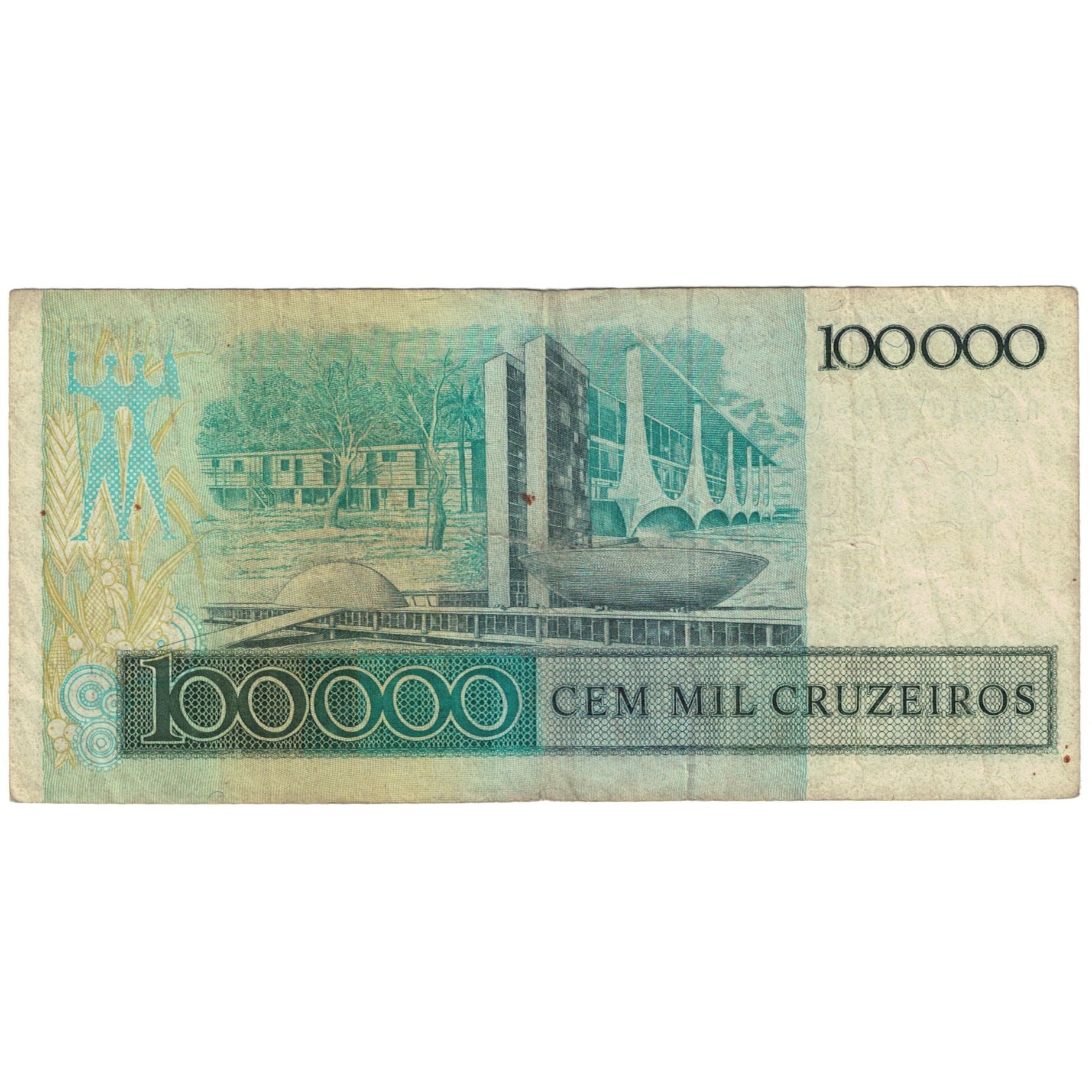 Banknote, Brazil, 100,000 Cruzeiros, KM:205a, VG(8-10)