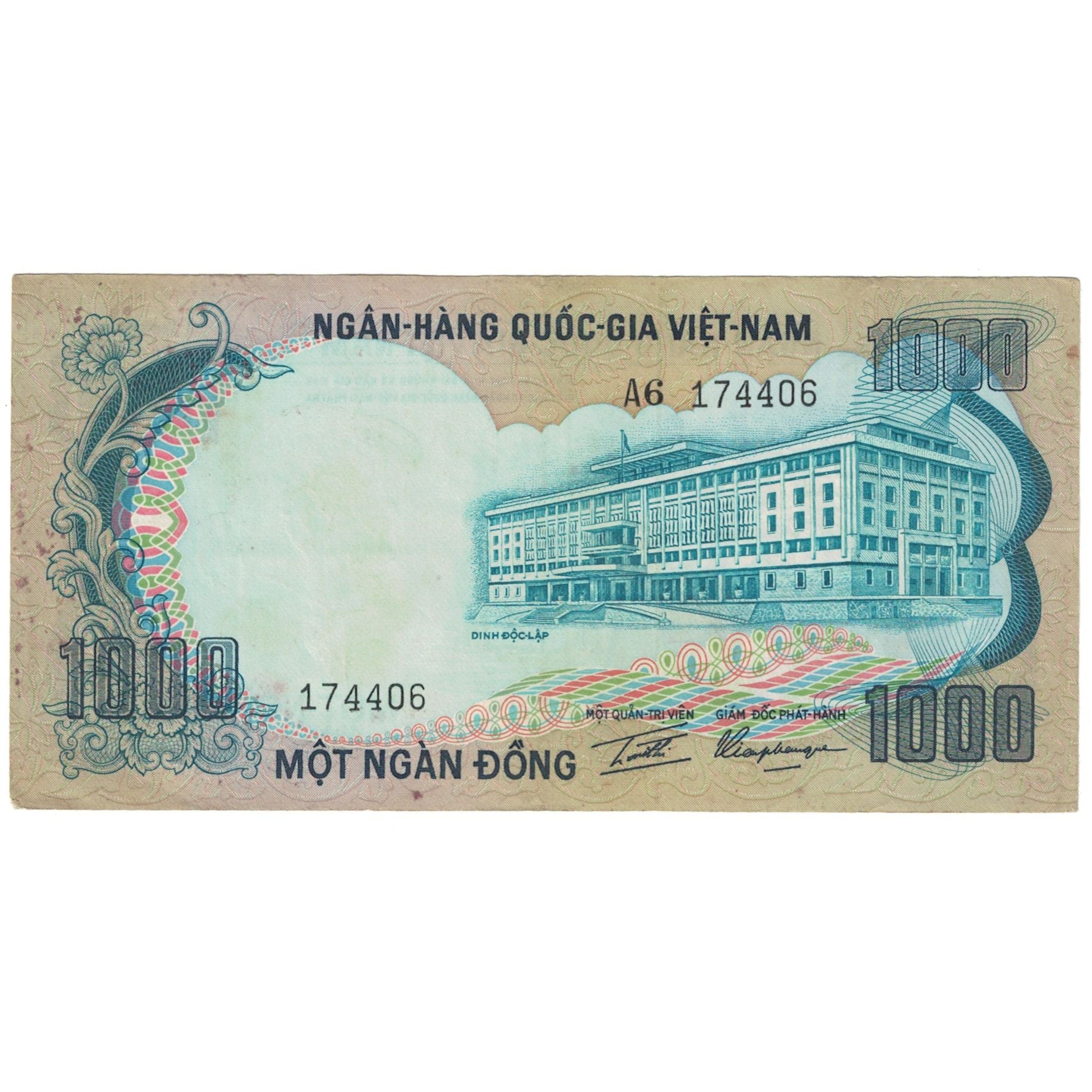 Banknote, South Viet Nam, 1000 D<ox>ng, KM:34a, VG(8-10)