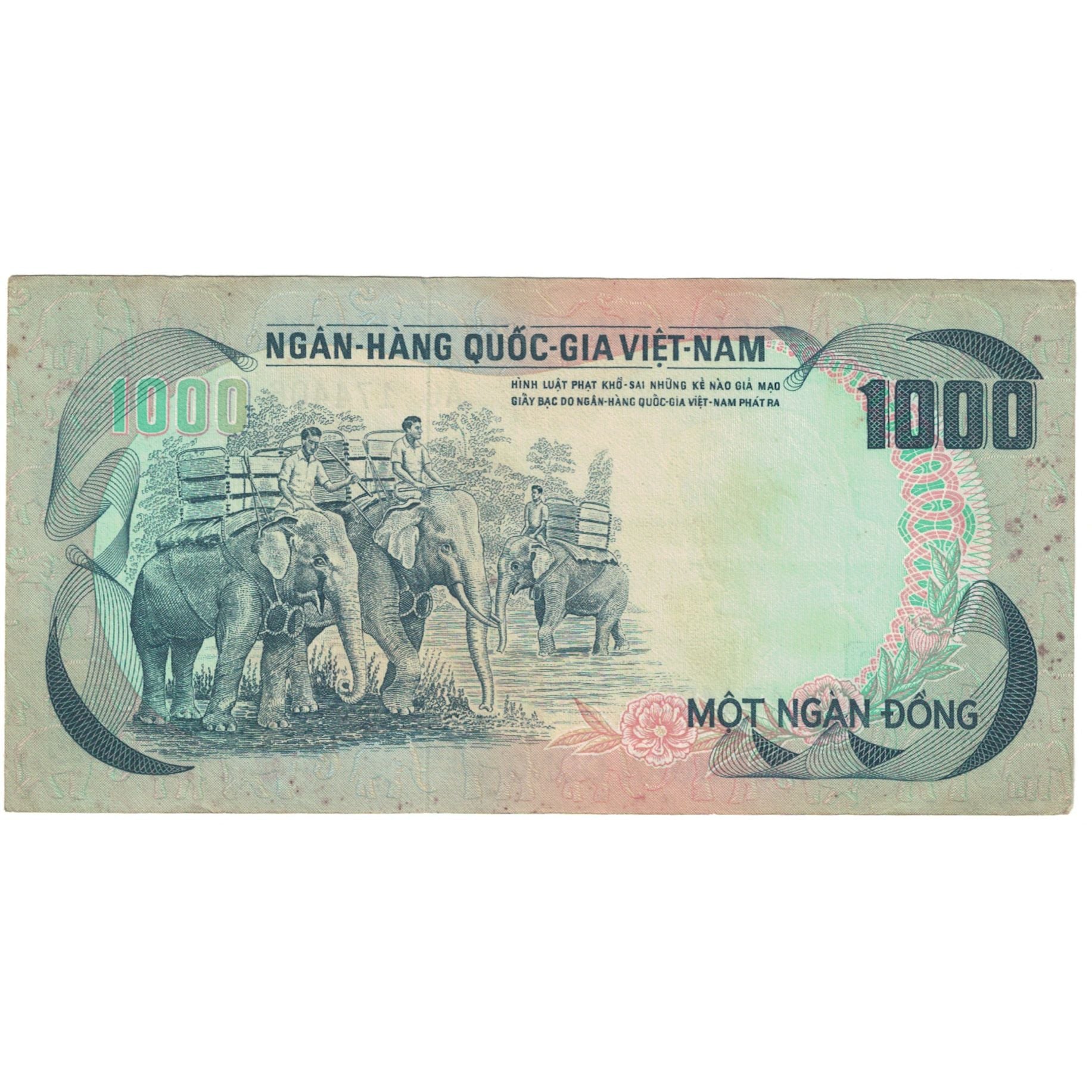 Banknote, South Viet Nam, 1000 D<ox>ng, KM:34a, VG(8-10)