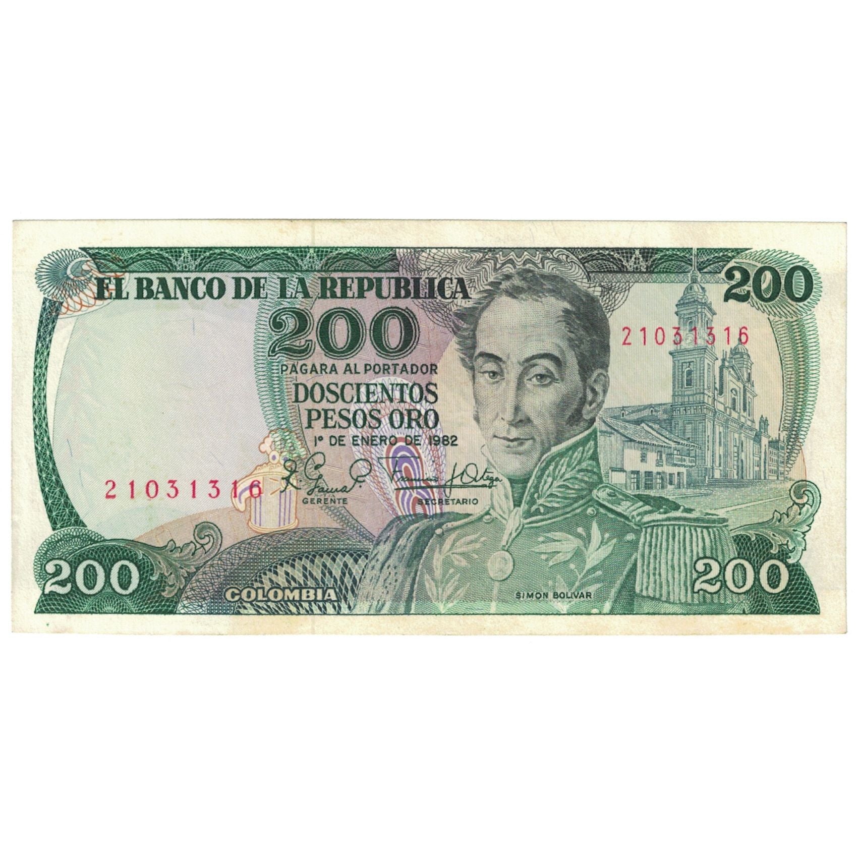 Banknote, Colombia, 200 Pesos Oro, 1982, 1982-01-01, KM:427, VF(20-25)