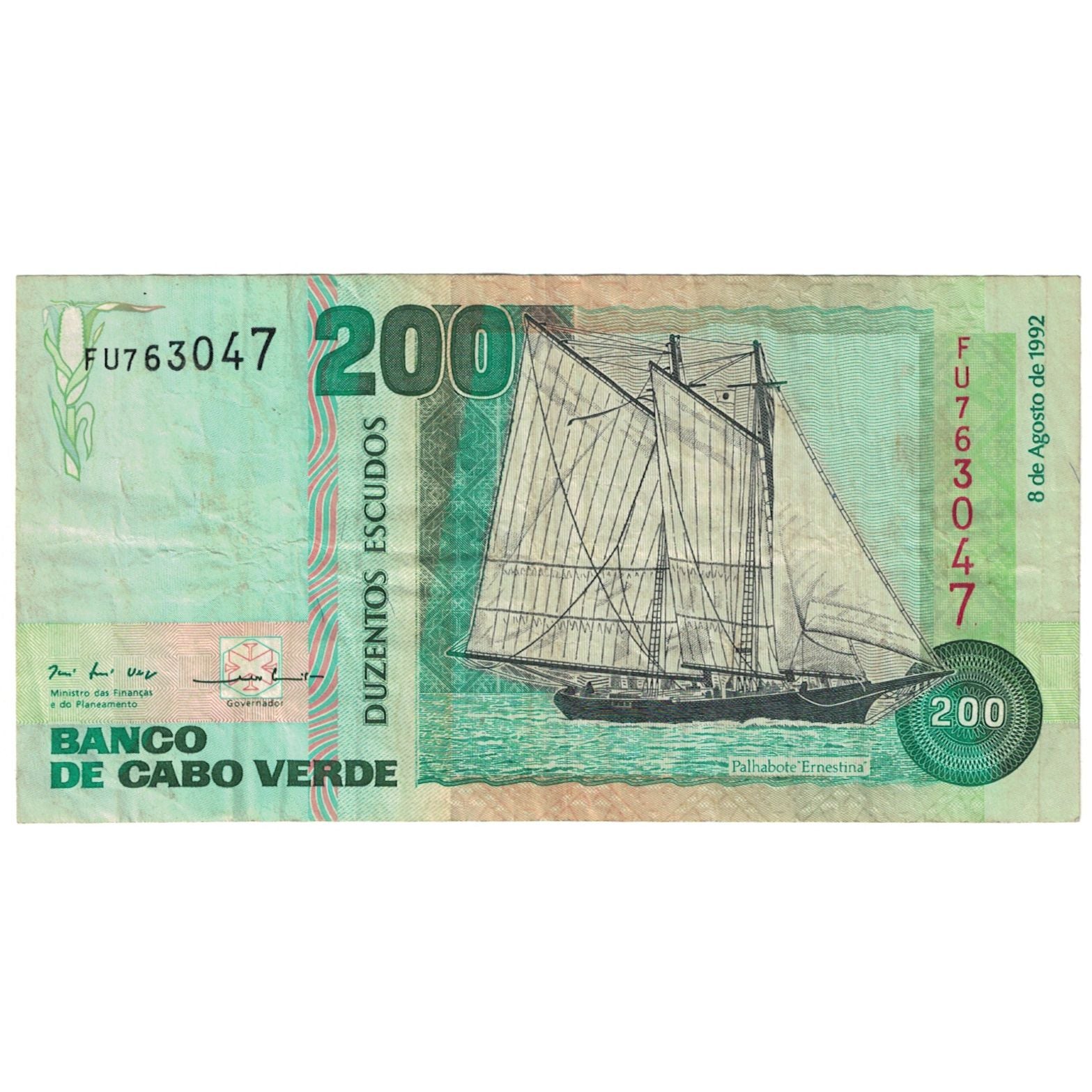 Banknote, Cape Verde, 200 Escudos, 1992, 1992-08-08, KM:68a, VF(20-25)