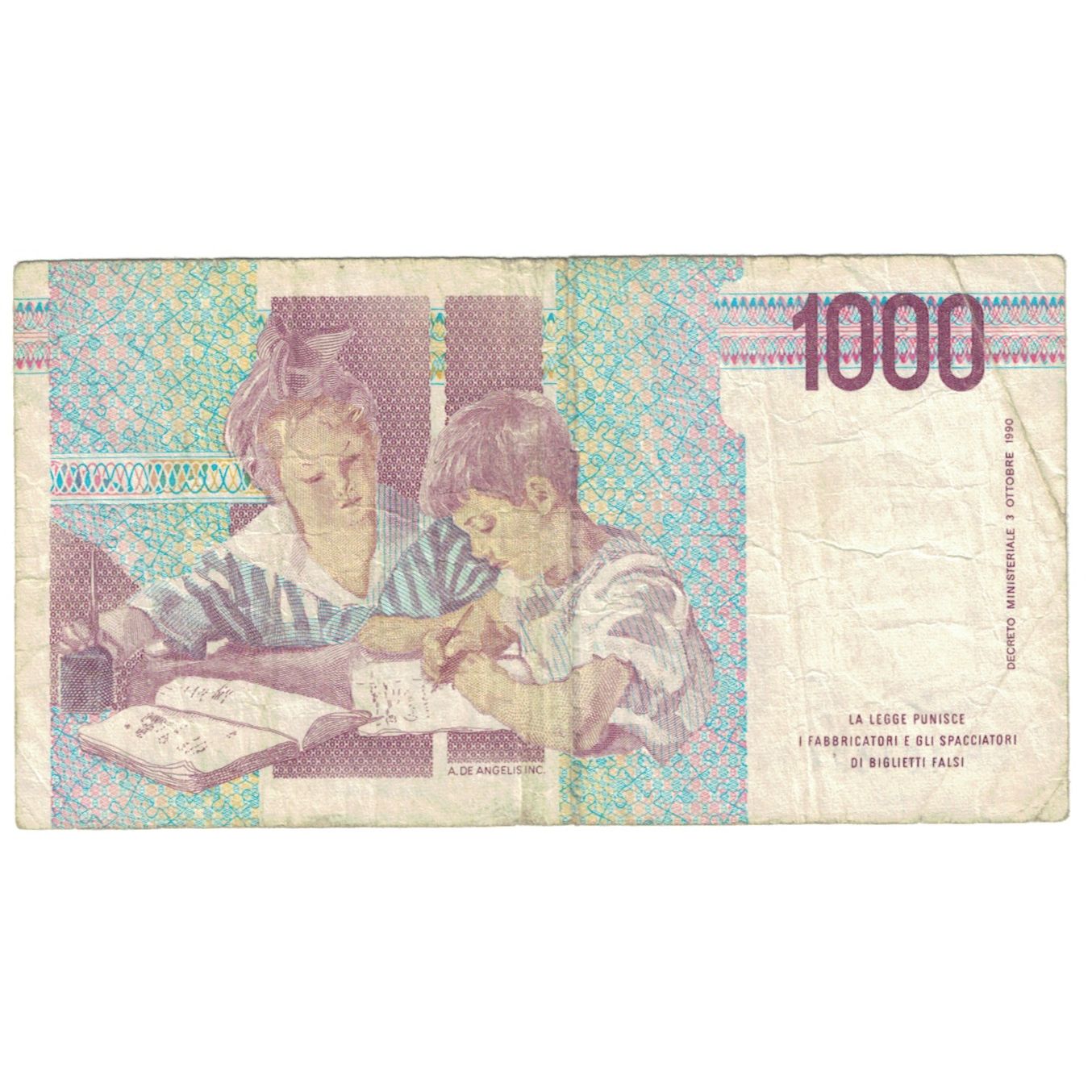 Biljet, Italië, 1000 Lire, 1990, 1990-10-03, KM:114a, B