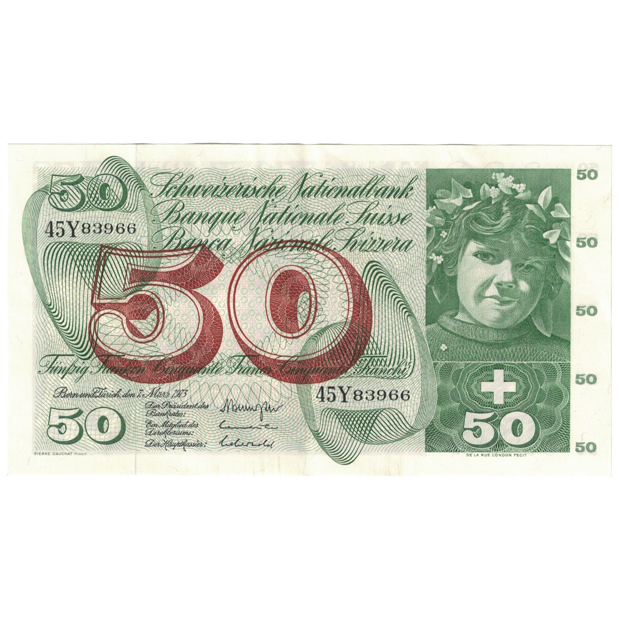 Banknote, Switzerland, 50 Franken, 1973, 1973-03-07, KM:48m, EF(40-45)