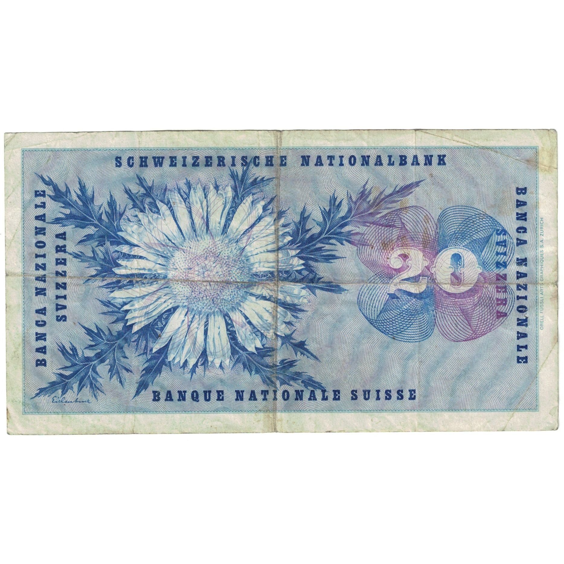 Banknote, Switzerland, 20 Franken, 1967, 1967-01-01, KM:46o, VG(8-10)