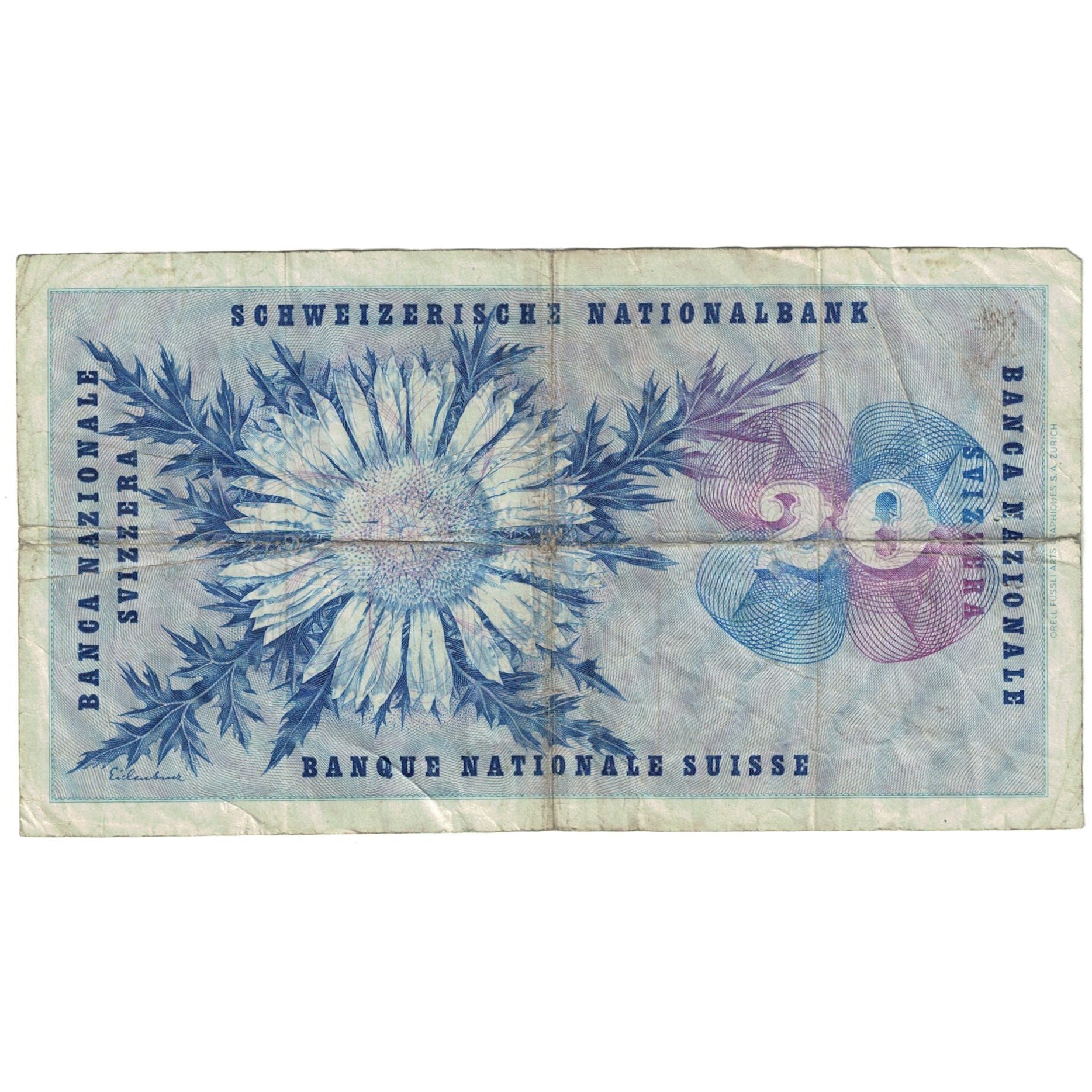 Geldschein, Schweiz, 20 Franken, 1967, 1967-01-01, KM:46o, SGE