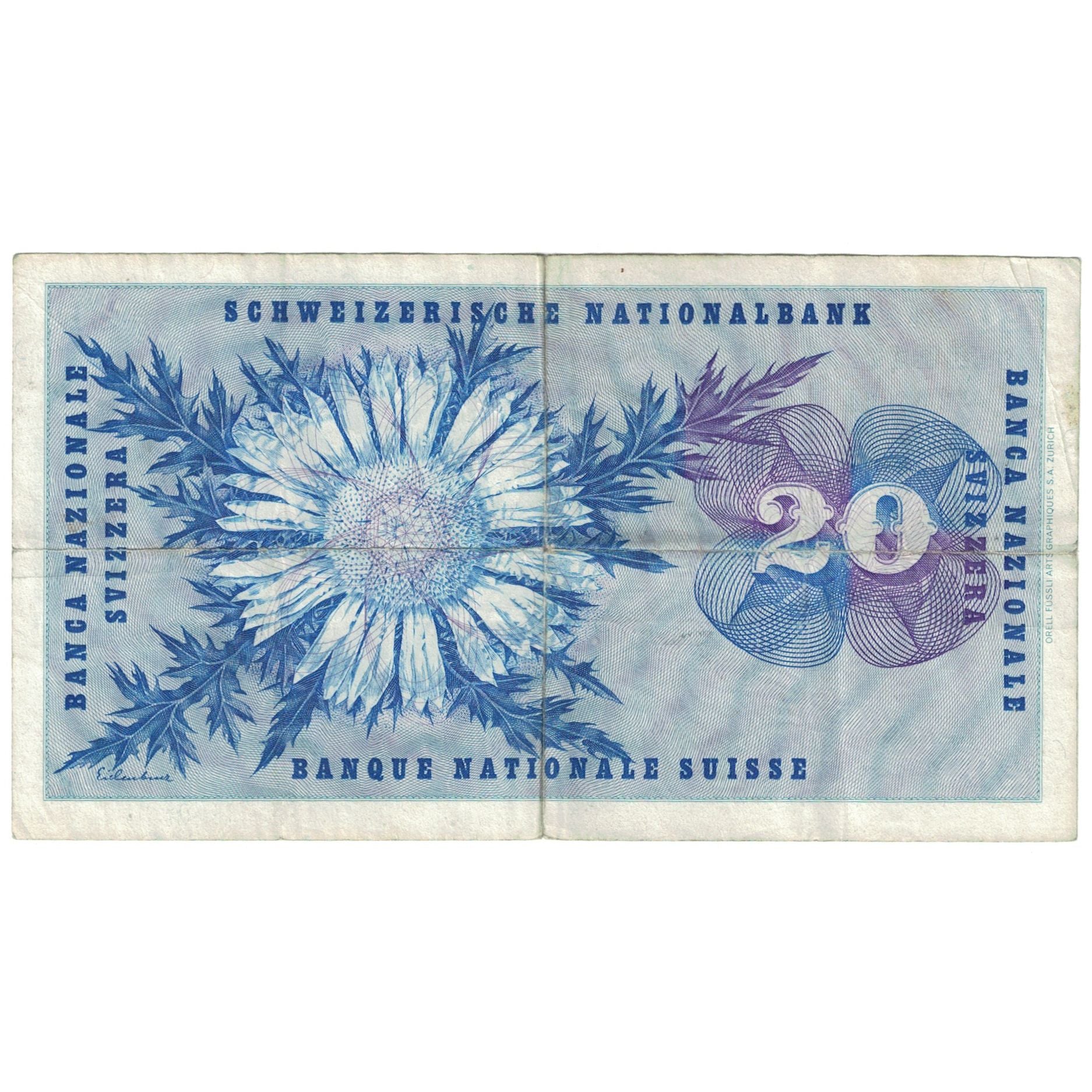 Banknote, Switzerland, 20 Franken, 1971, 1971-02-10, KM:46s, VG(8-10)