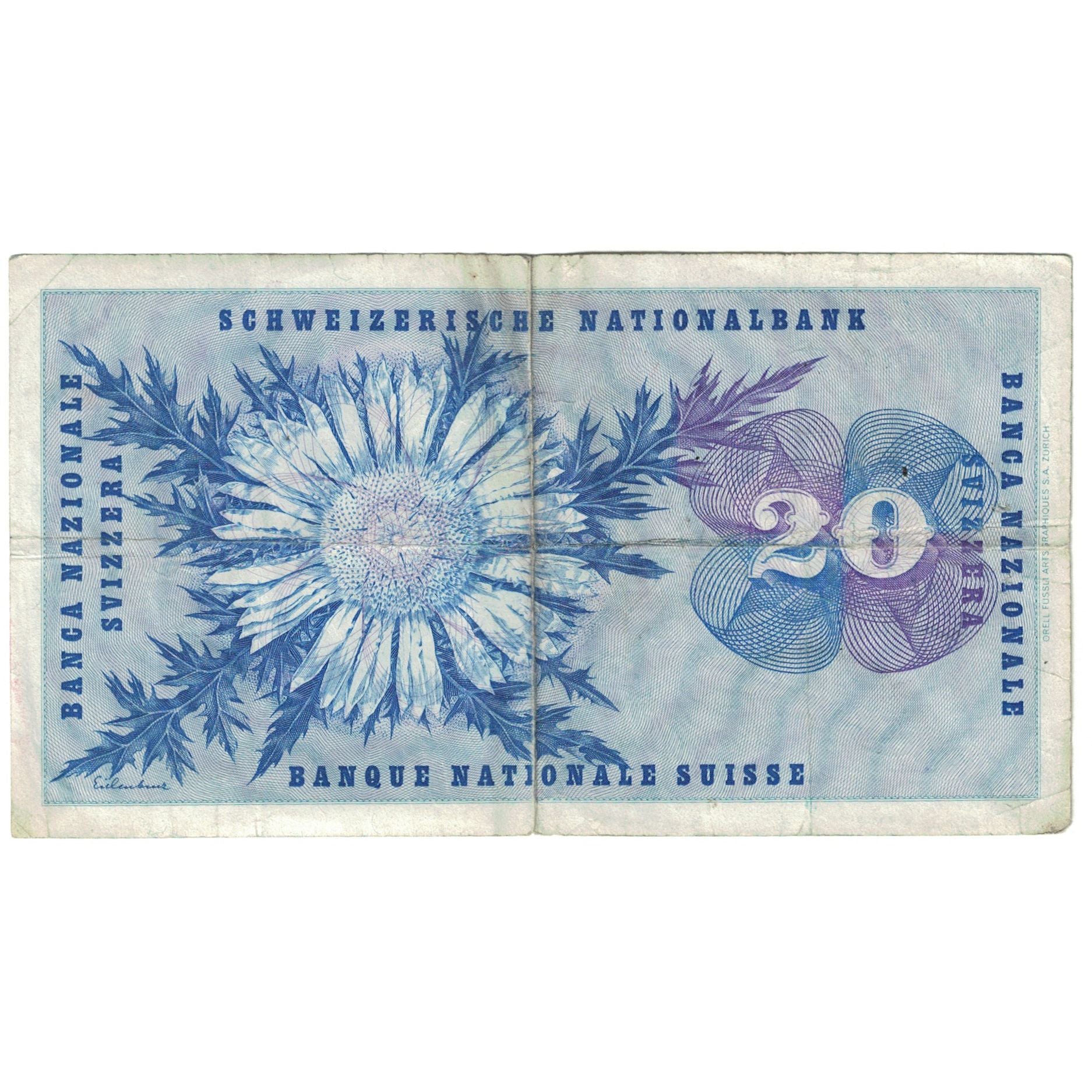 Banknote, Switzerland, 20 Franken, 1973, 1973-03-07, KM:46u, VG(8-10)
