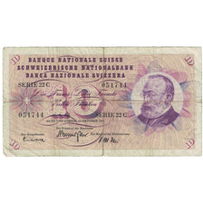 Banknot, Szwajcaria, 10 Franken, 1961, 1961-08-26, KM:45g, VG(8-10)