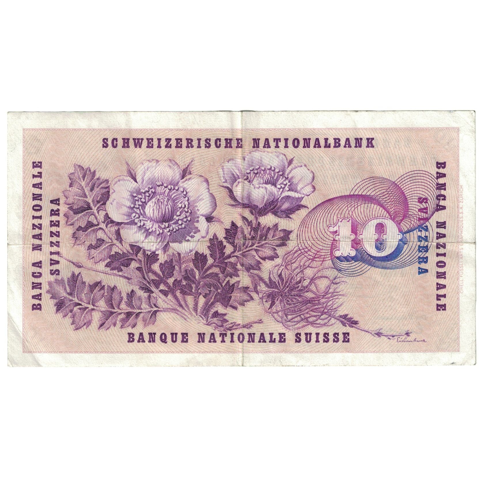 Banknote, Switzerland, 10 Franken, 1965, 1965-01-21, KM:45k, VG(8-10)