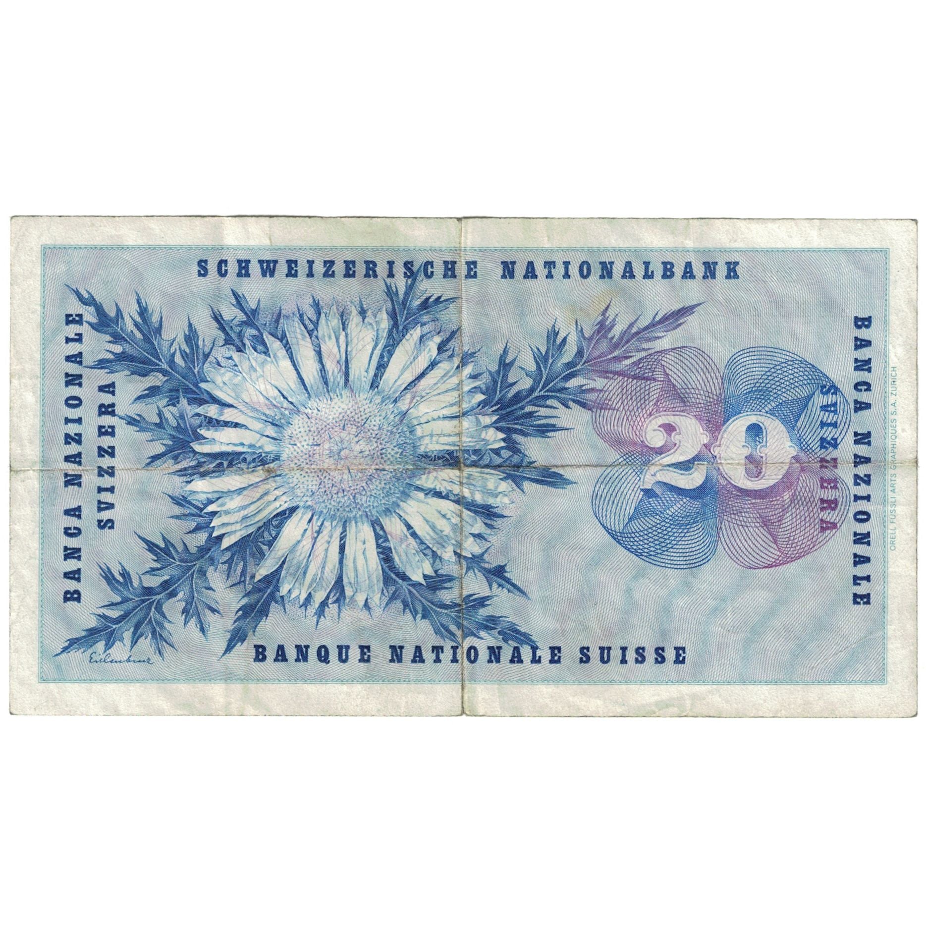 Banknote, Switzerland, 20 Franken, 1963, 1963-03-28, KM:46k, VG(8-10)