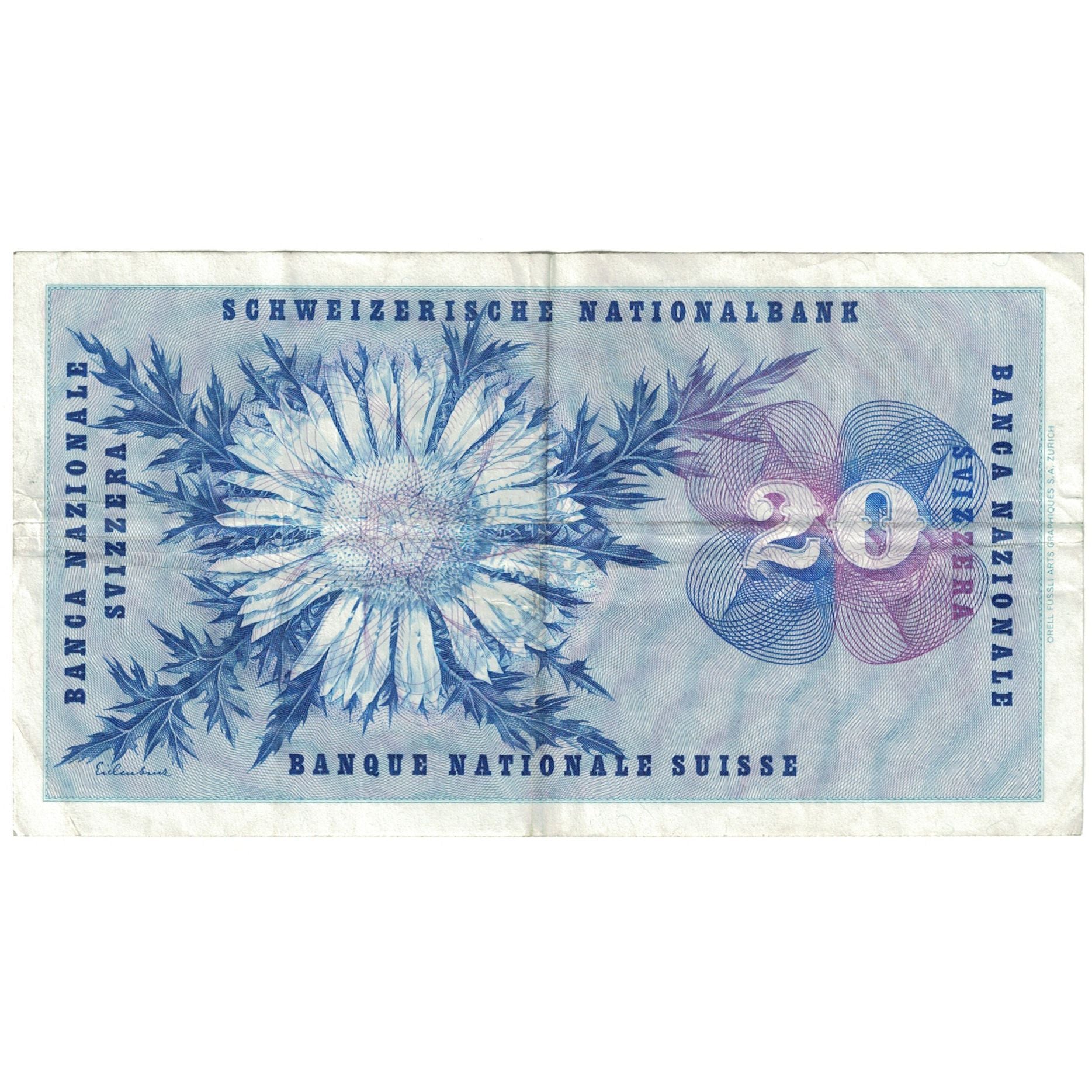 Banknote, Switzerland, 20 Franken, 1965, 1965-12-23, KM:46m, VF(20-25)