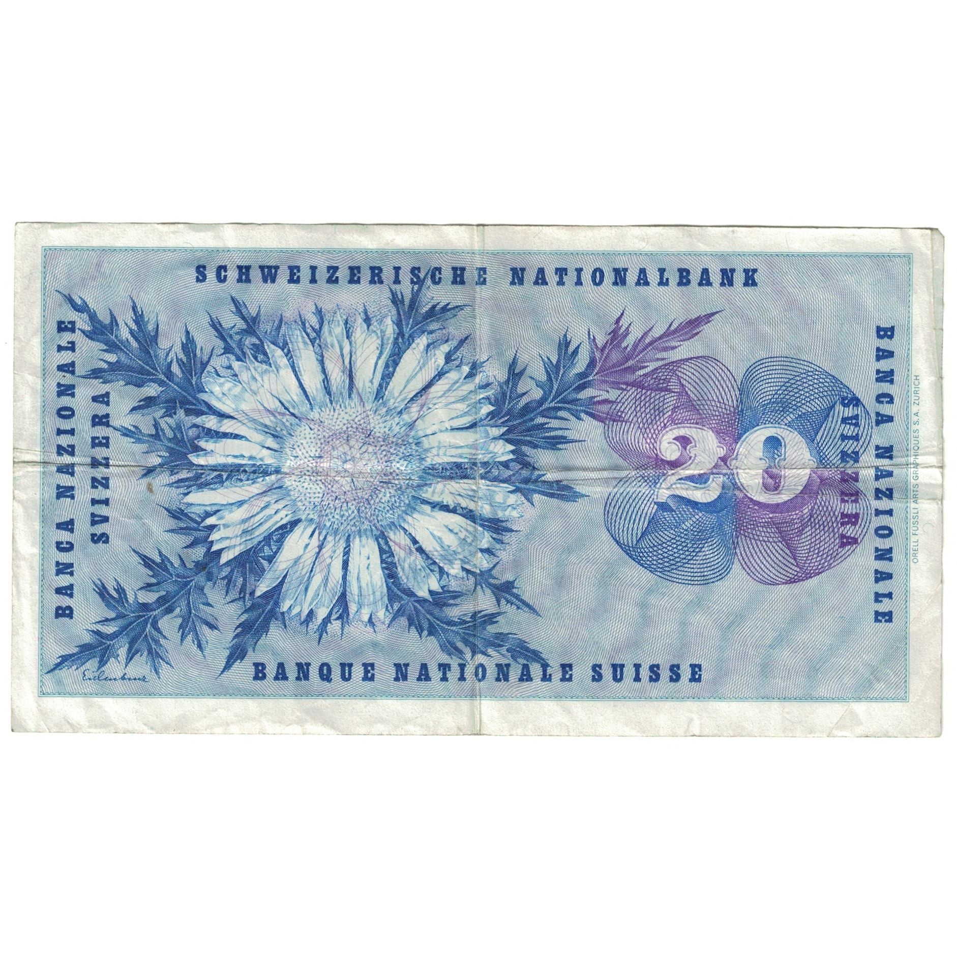 Geldschein, Schweiz, 20 Franken, 1970, 1970-01-05, KM:46r, S