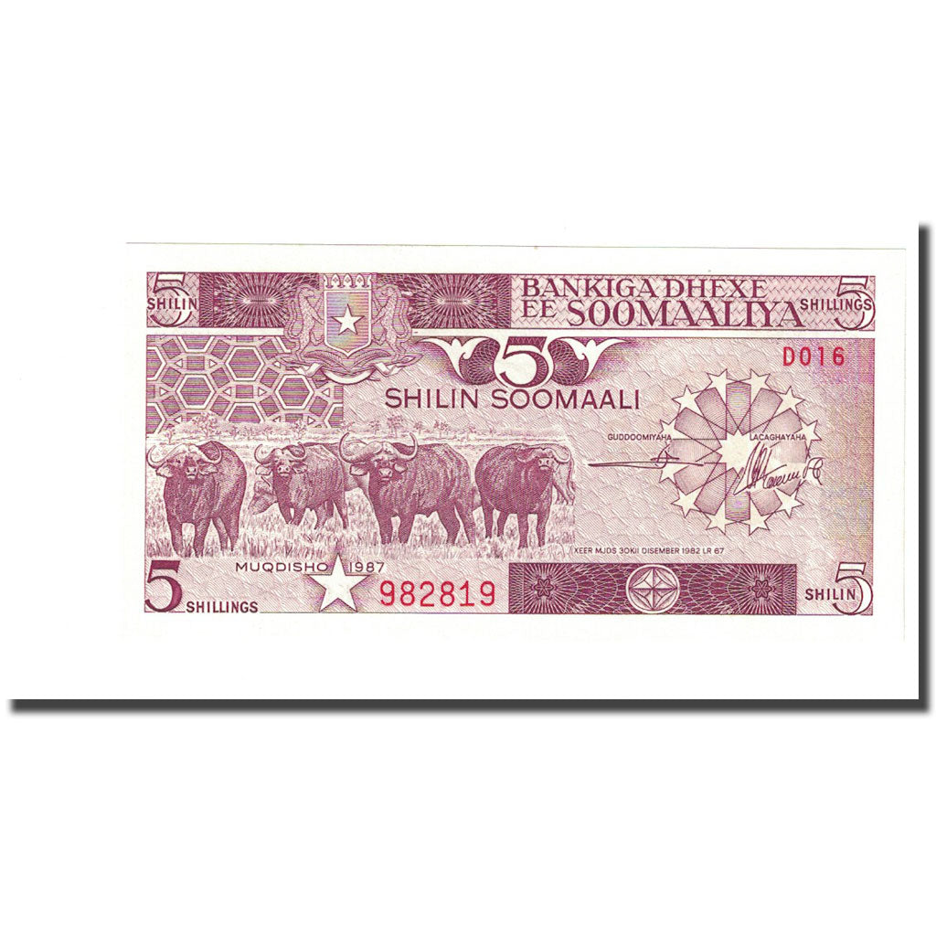 Geldschein, Somalia, 5 Shilin = 5 Shillings, 1987, KM:31c