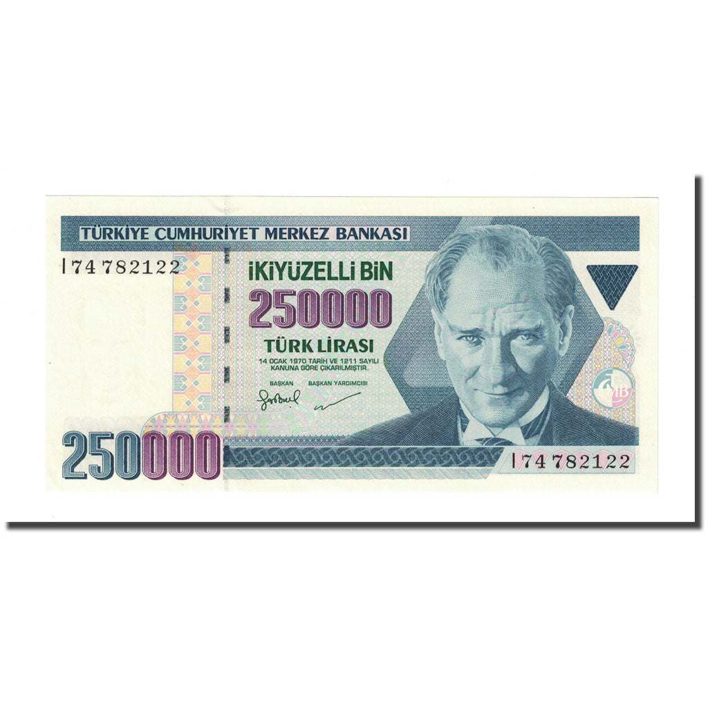 Banknote, Turkey, 250,000 Lira, L.1970, 1970-10-14, KM:207, UNC(65-70)